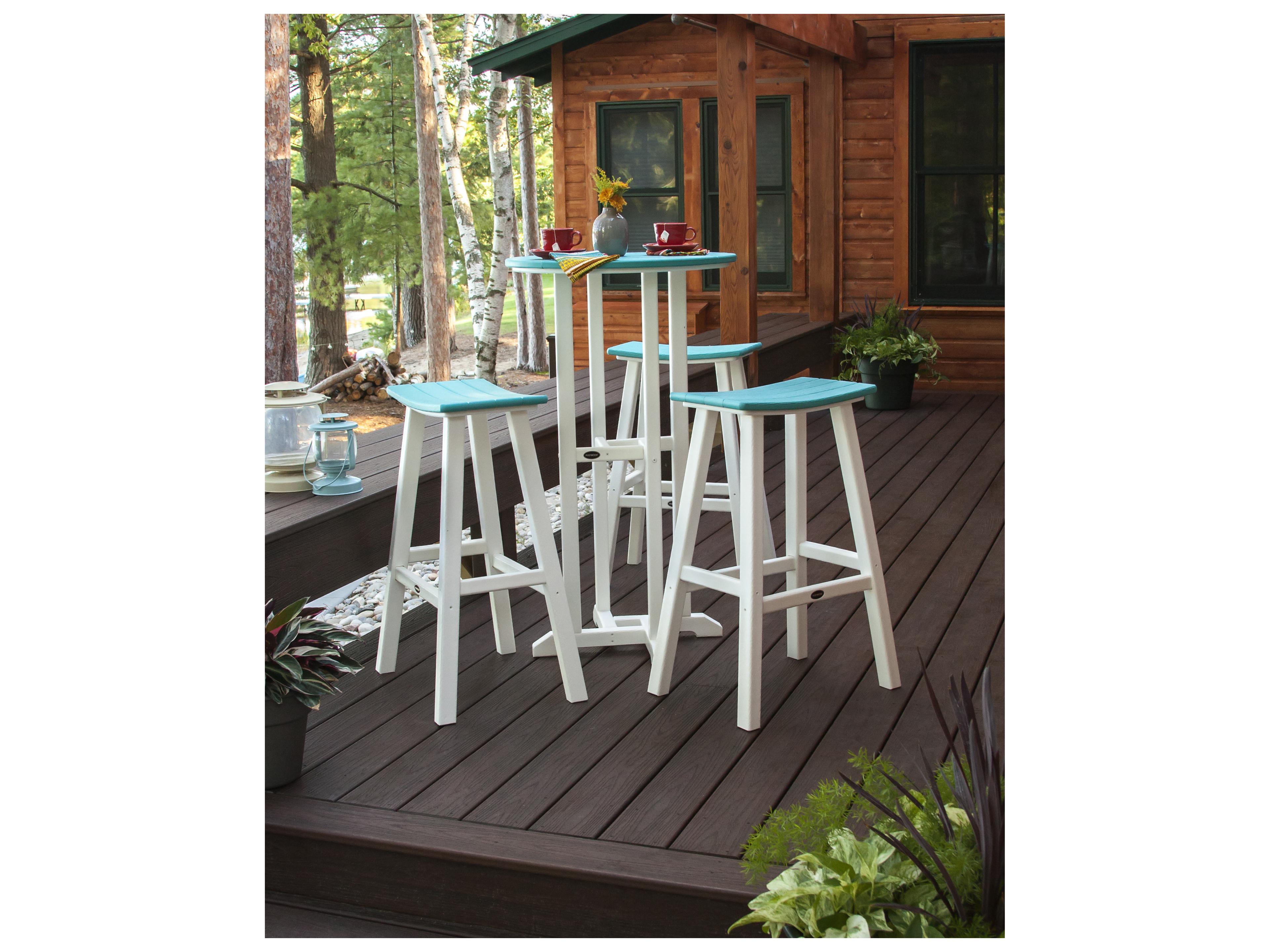 POLYWOOD Contempo 4-Piece Round Saddle Bar Stool Set