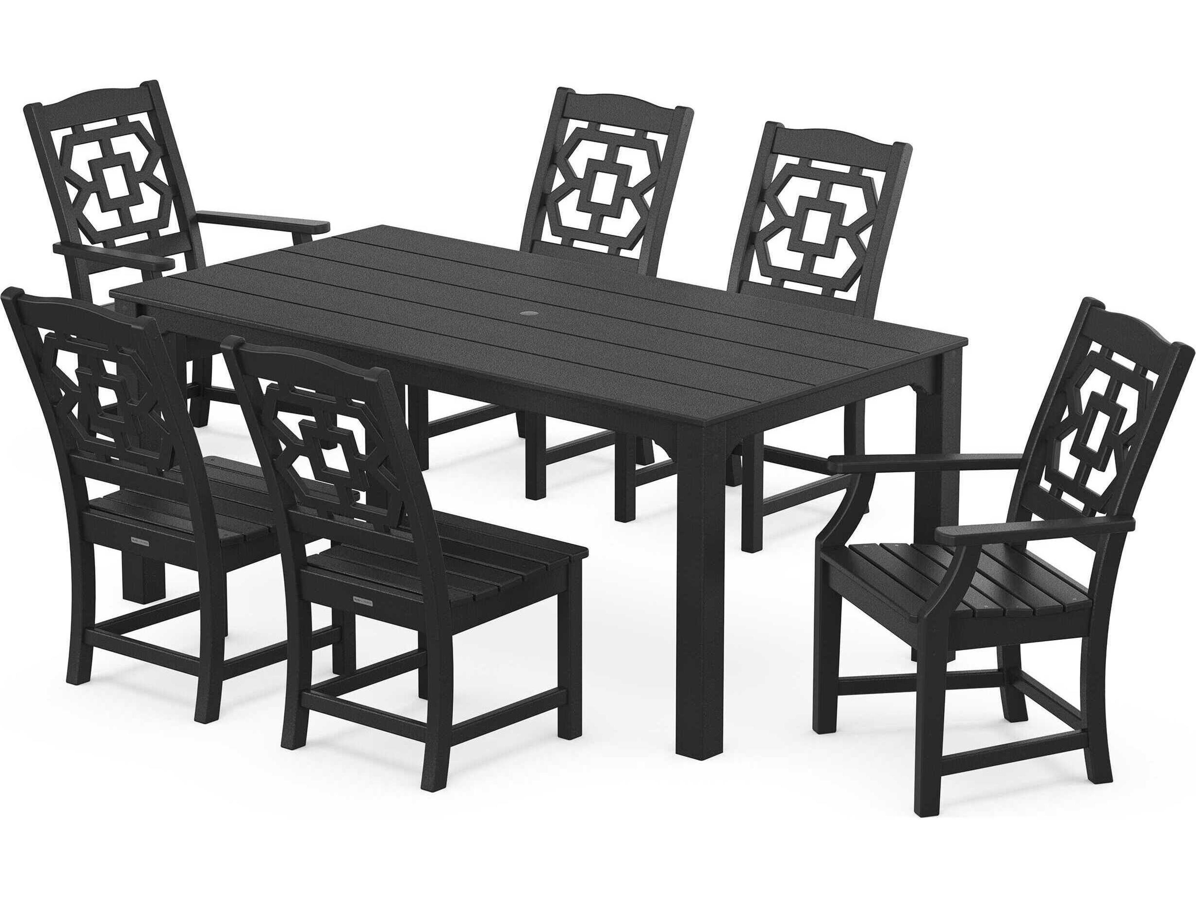 POLYWOOD® Martha Stewart Exclusive Chinoiserie 7-Piece Parsons Outdoor Dining Set