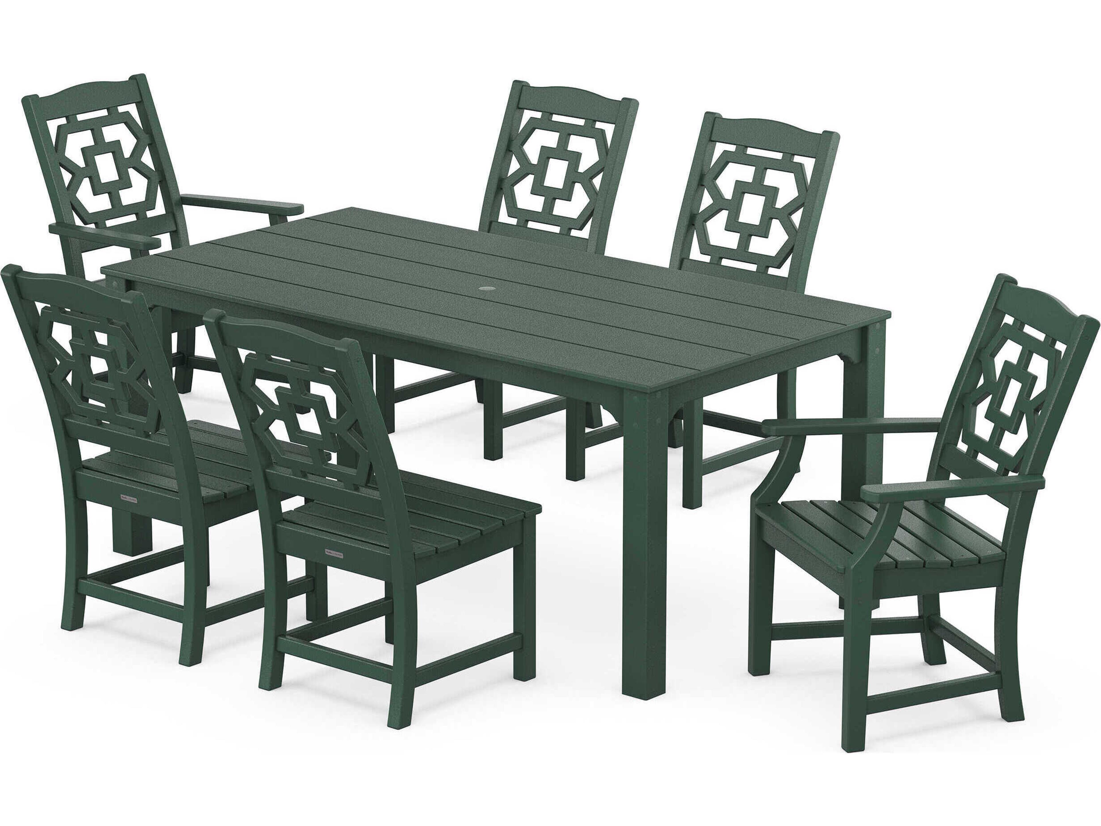 POLYWOOD® Martha Stewart Exclusive Chinoiserie 7-Piece Parsons Outdoor Dining Set