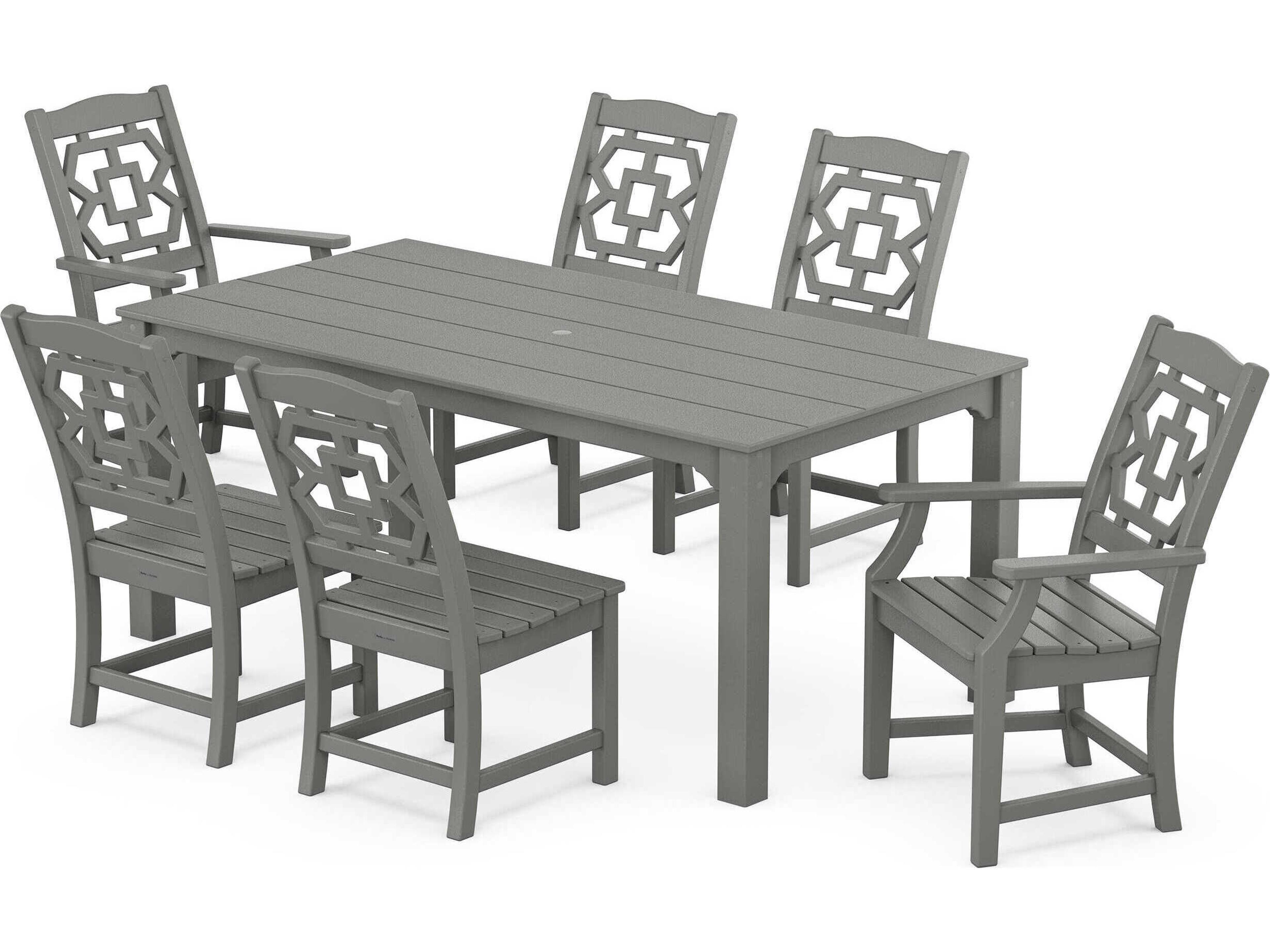 POLYWOOD® Martha Stewart Exclusive Chinoiserie 7-Piece Parsons Outdoor Dining Set