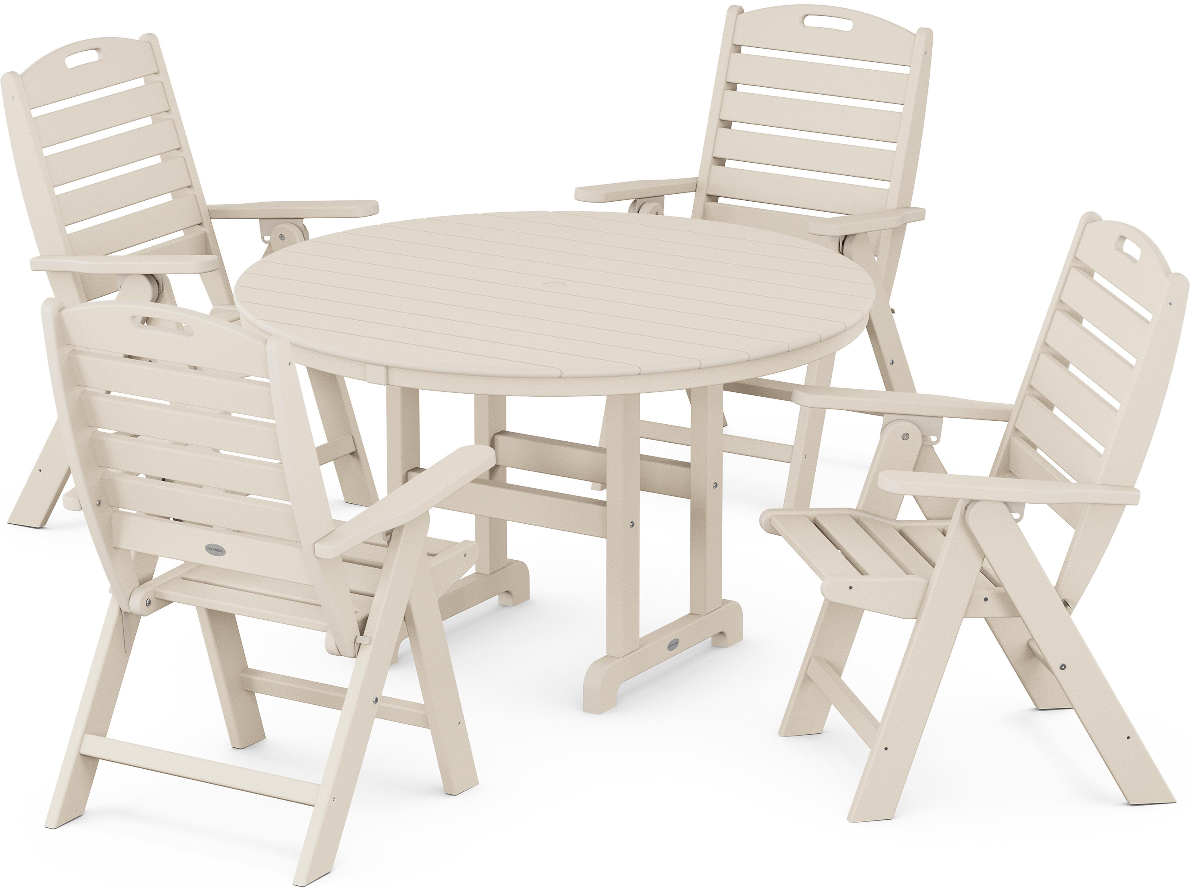 POLYWOOD® Nautical Recycled Plastic 5 Piece Outdoor Patio Dining Set