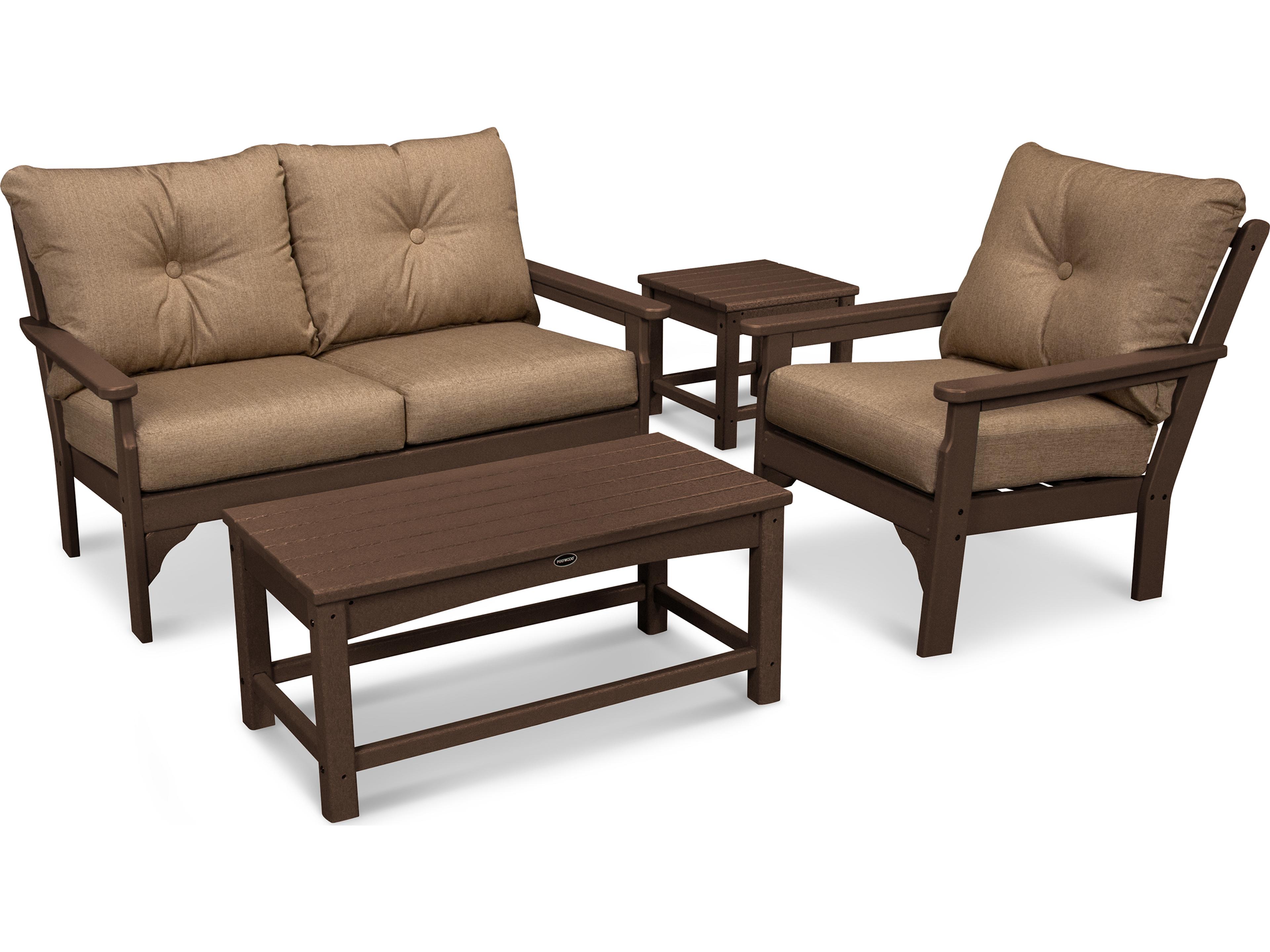 POLYWOOD® Vineyard Deep Seating Recycled Plastic 4 Piece Outdoor Lounge Set
