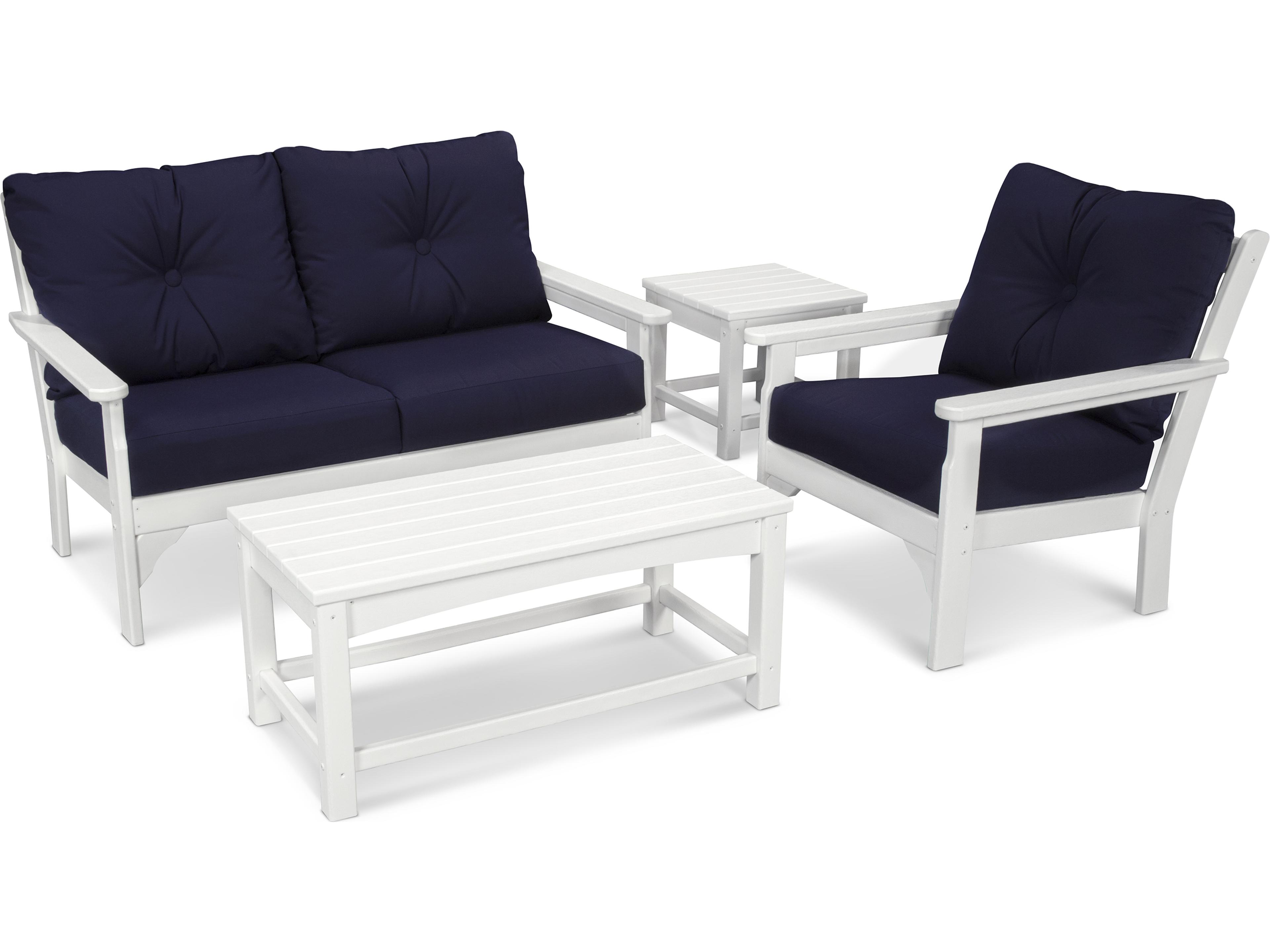 POLYWOOD® Vineyard Deep Seating Recycled Plastic 4 Piece Outdoor Lounge Set