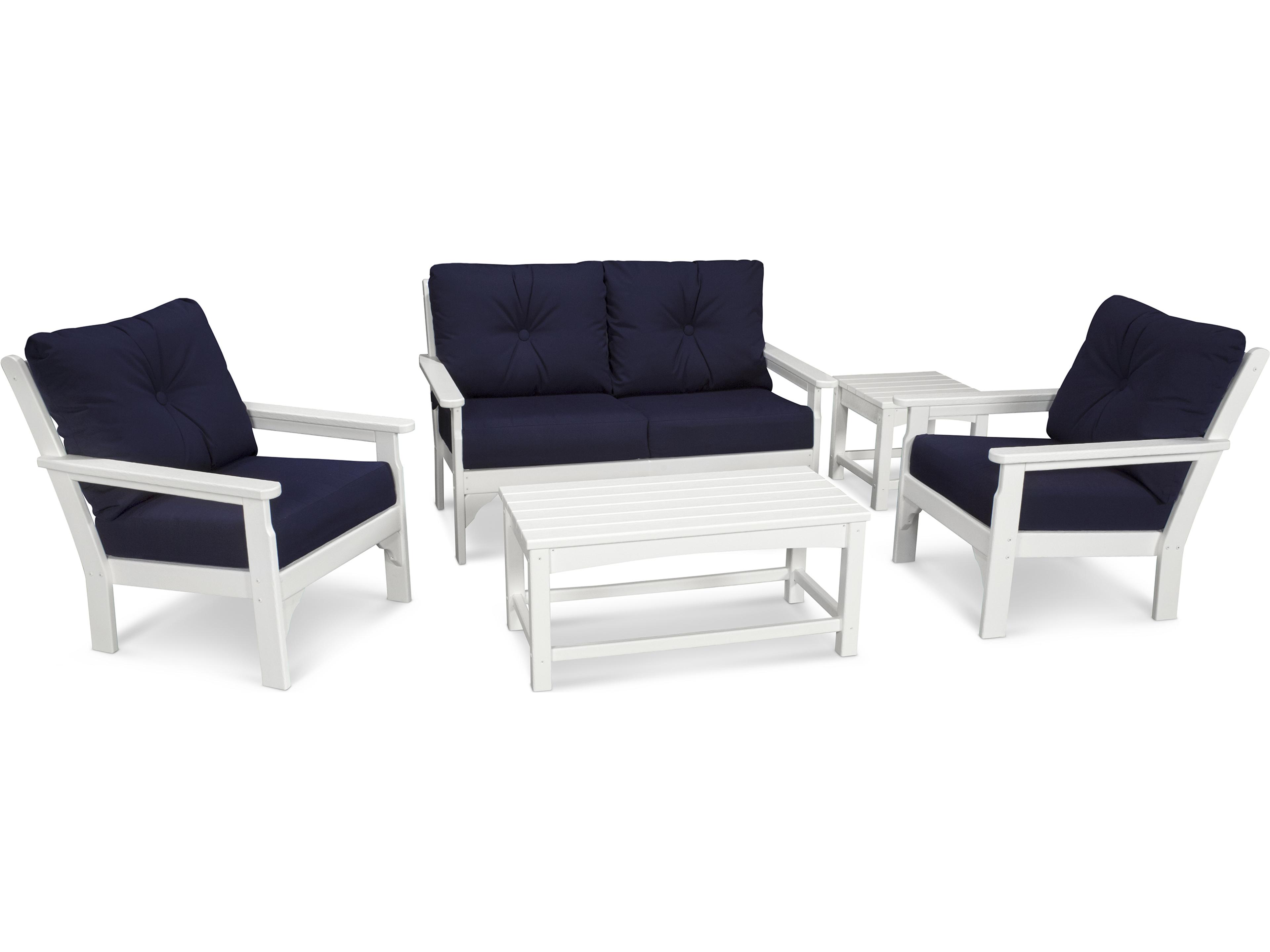 POLYWOOD® Vineyard Deep Seating Recycled Plastic 5 Piece Outdoor Patio Lounge Set