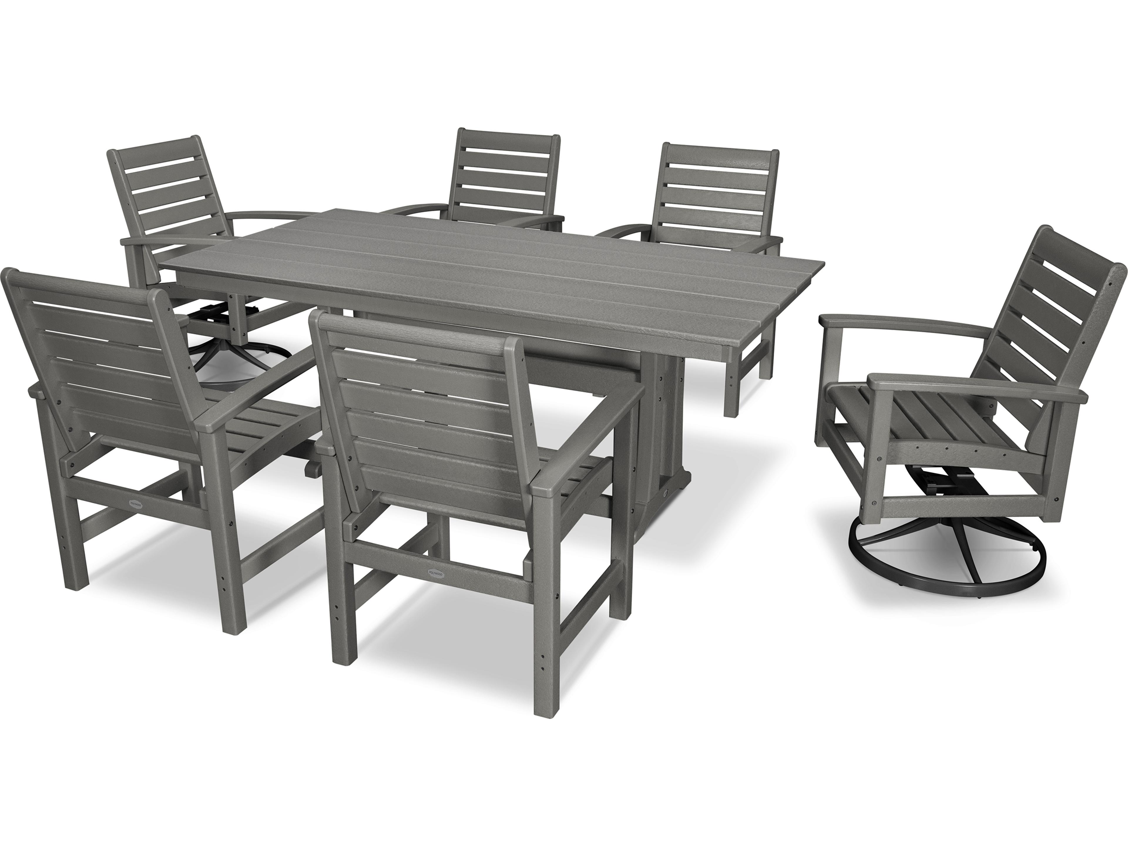 POLYWOOD® Signature Recycled Plastic 7 Piece Outdoor Patio Dining Set