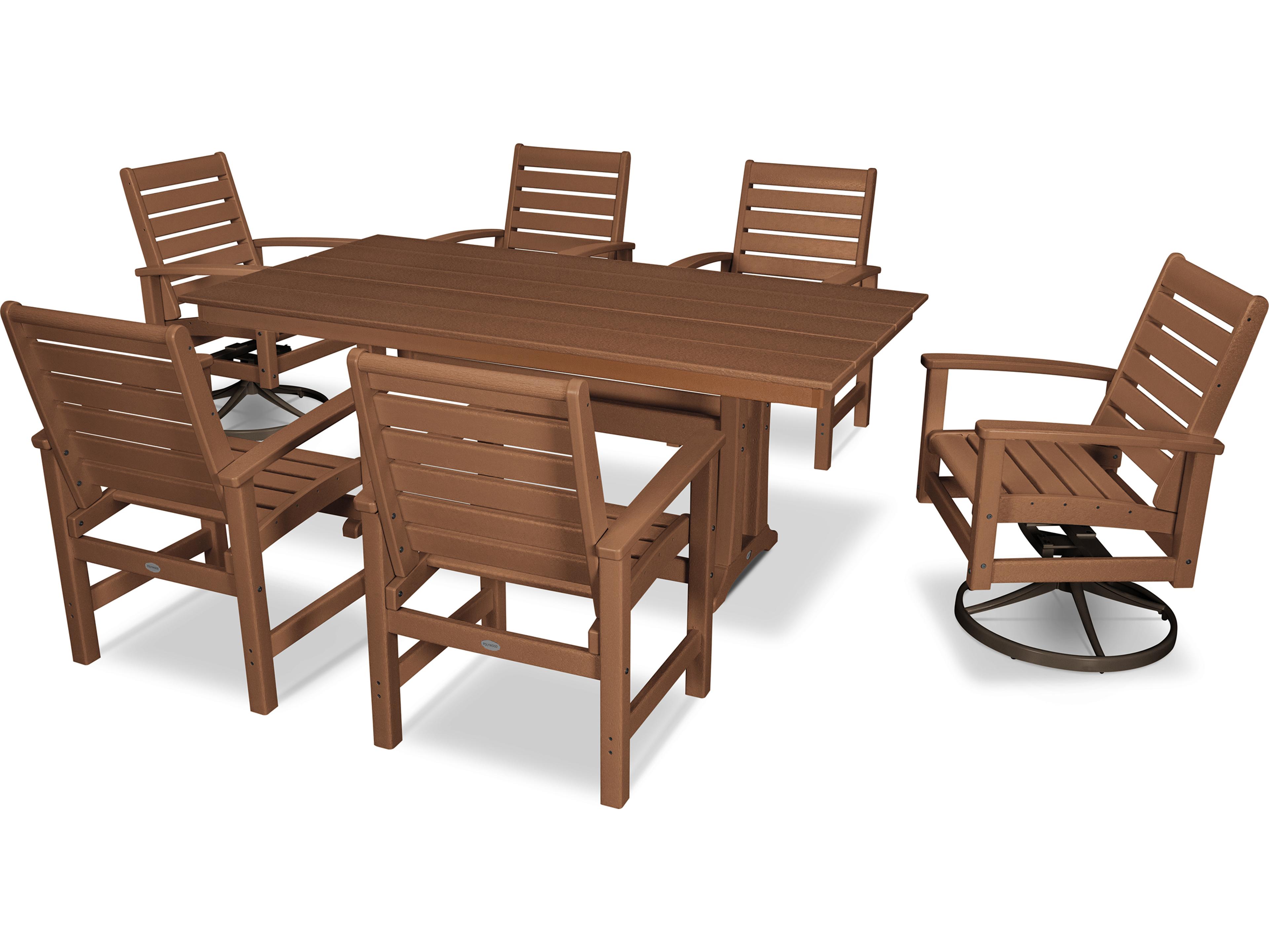 POLYWOOD® Signature Recycled Plastic 7 Piece Outdoor Patio Dining Set