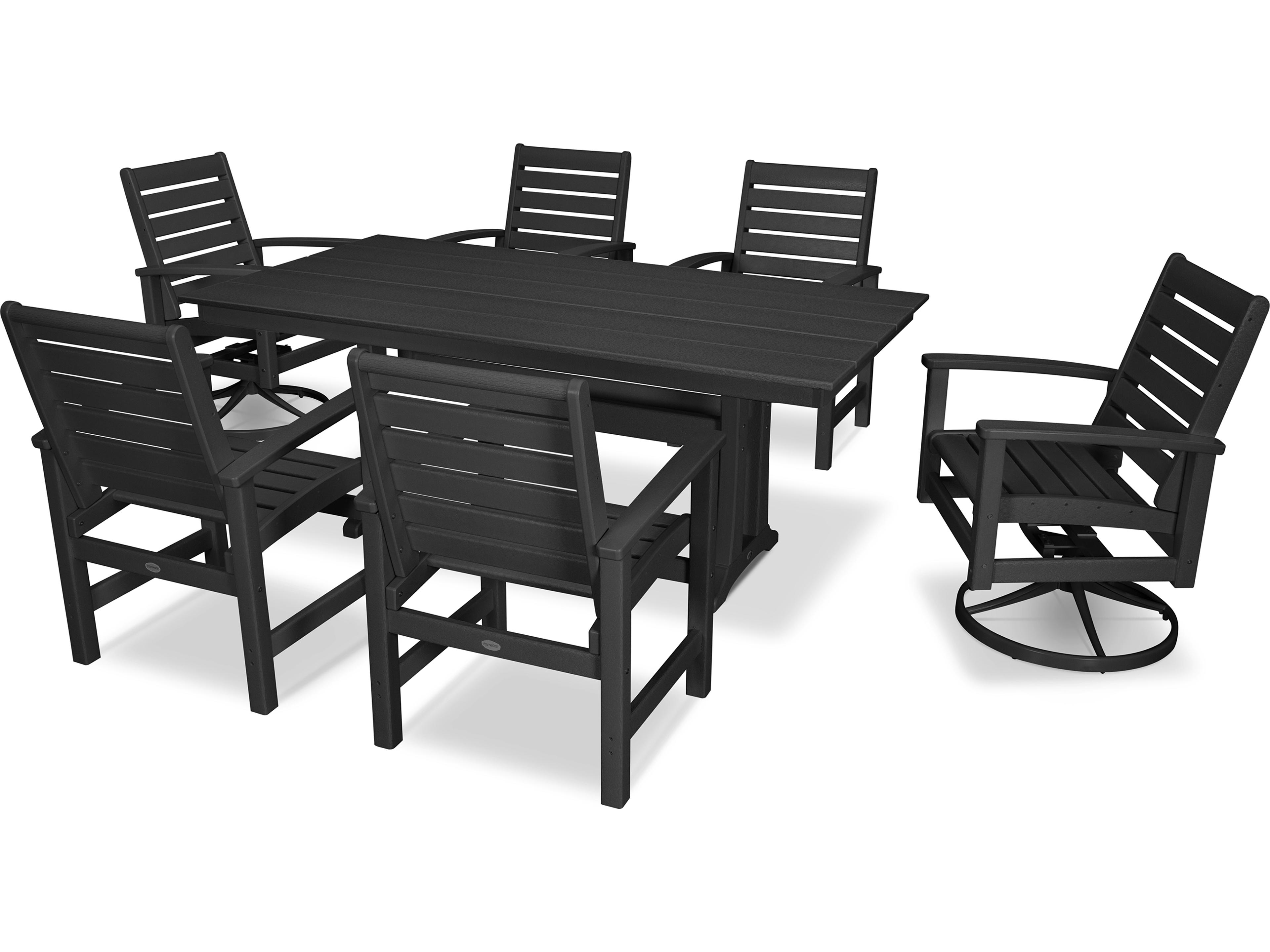 POLYWOOD® Signature Recycled Plastic 7 Piece Outdoor Patio Dining Set