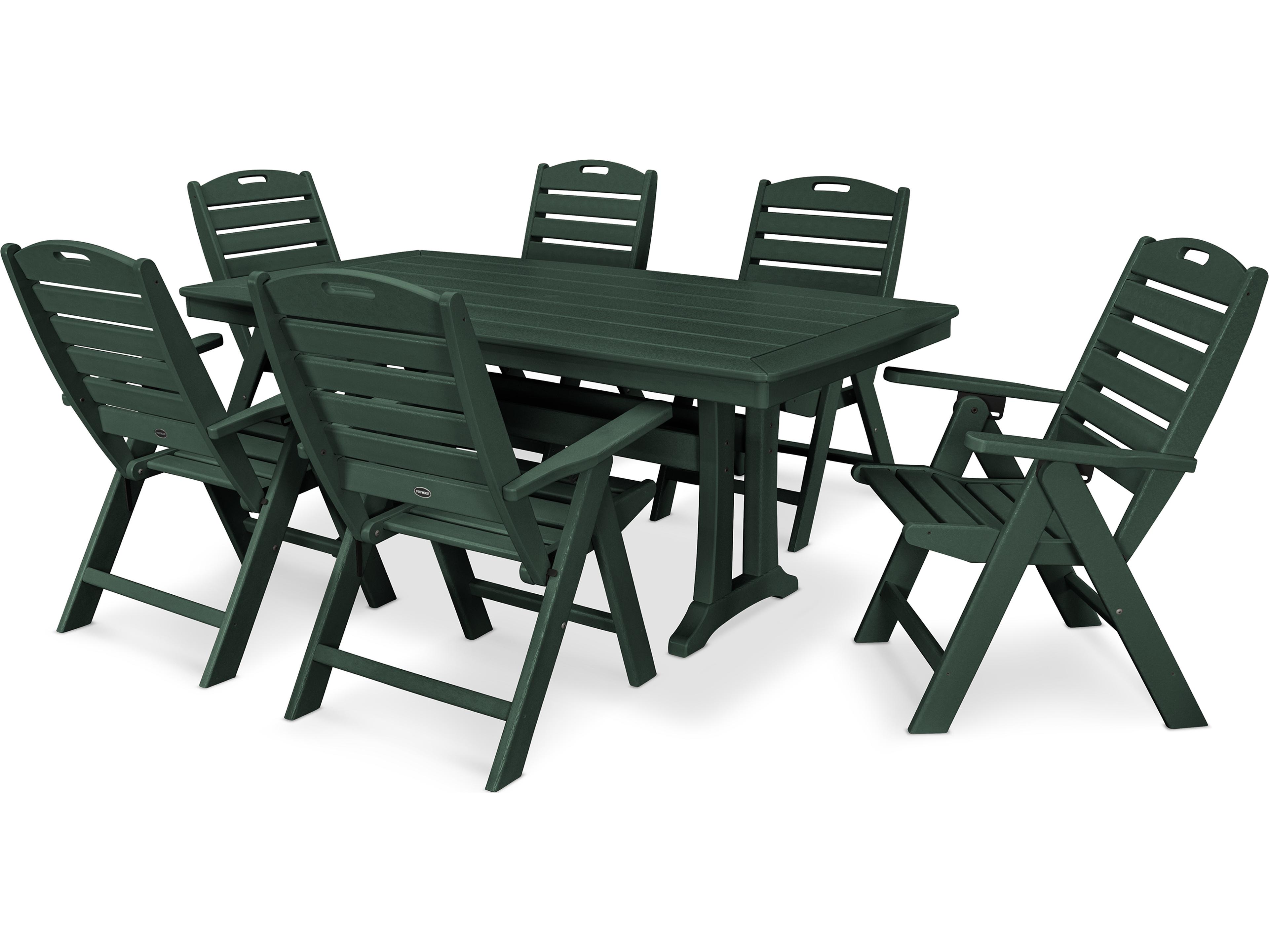 POLYWOOD® Nautical Recycled Plastic 7 Piece Outdoor Dining Set