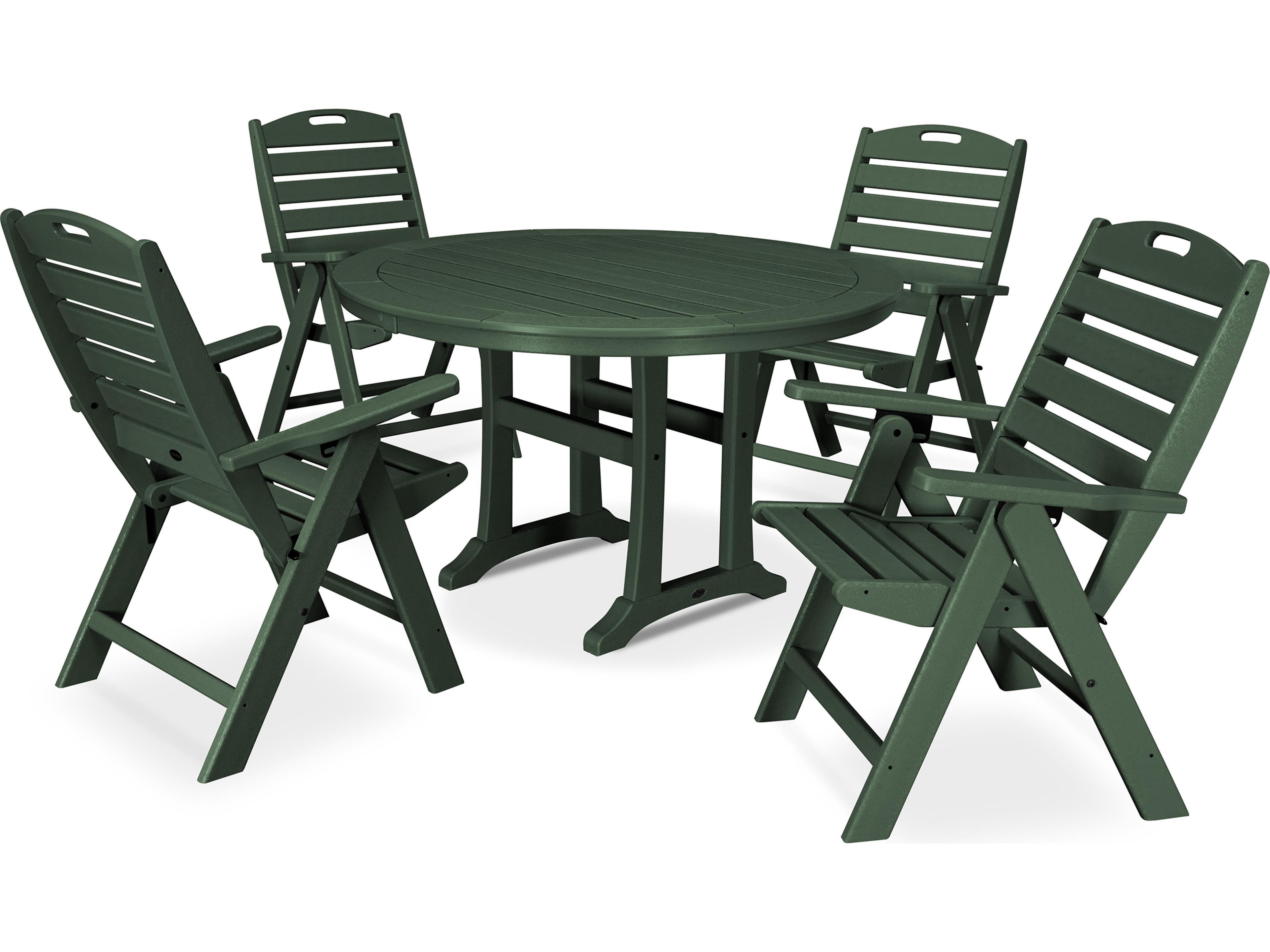 POLYWOOD® Nautical Recycled Plastic 5 Piece Outdoor Patio Dining Set
