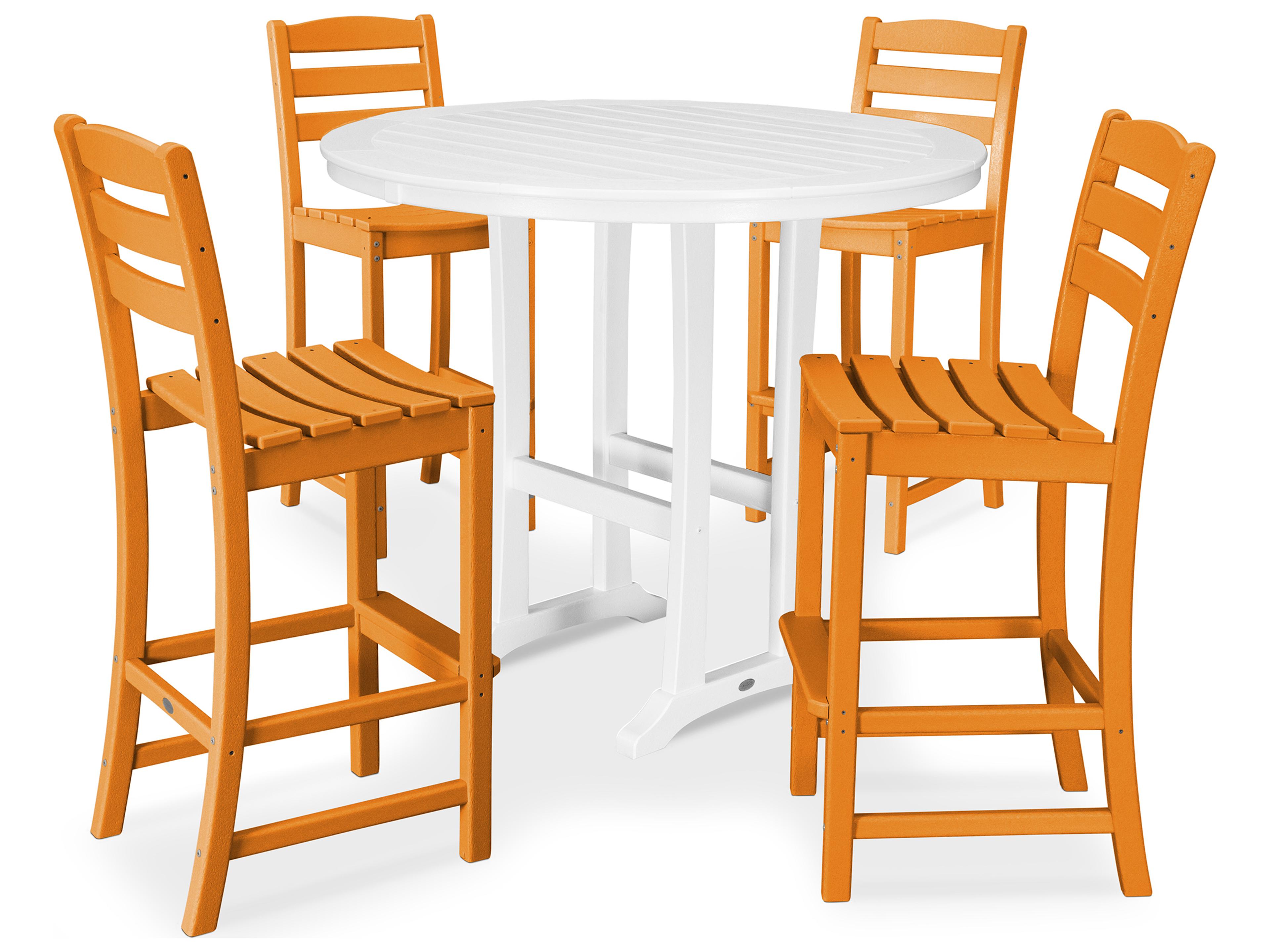 POLYWOOD® La Casa Recycled Plastic 5 Piece Bar Side Set