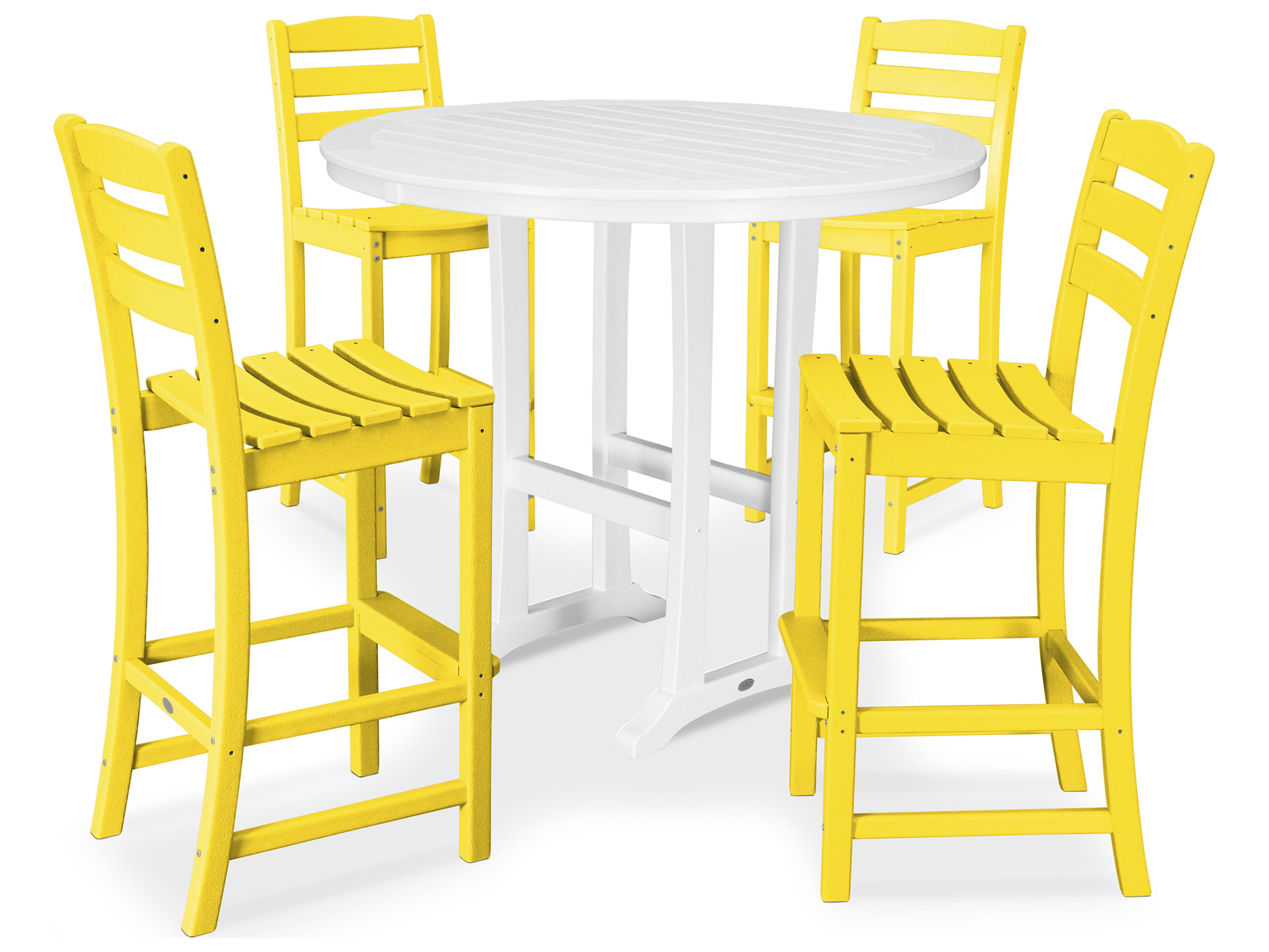 POLYWOOD® La Casa Recycled Plastic 5 Piece Bar Side Set