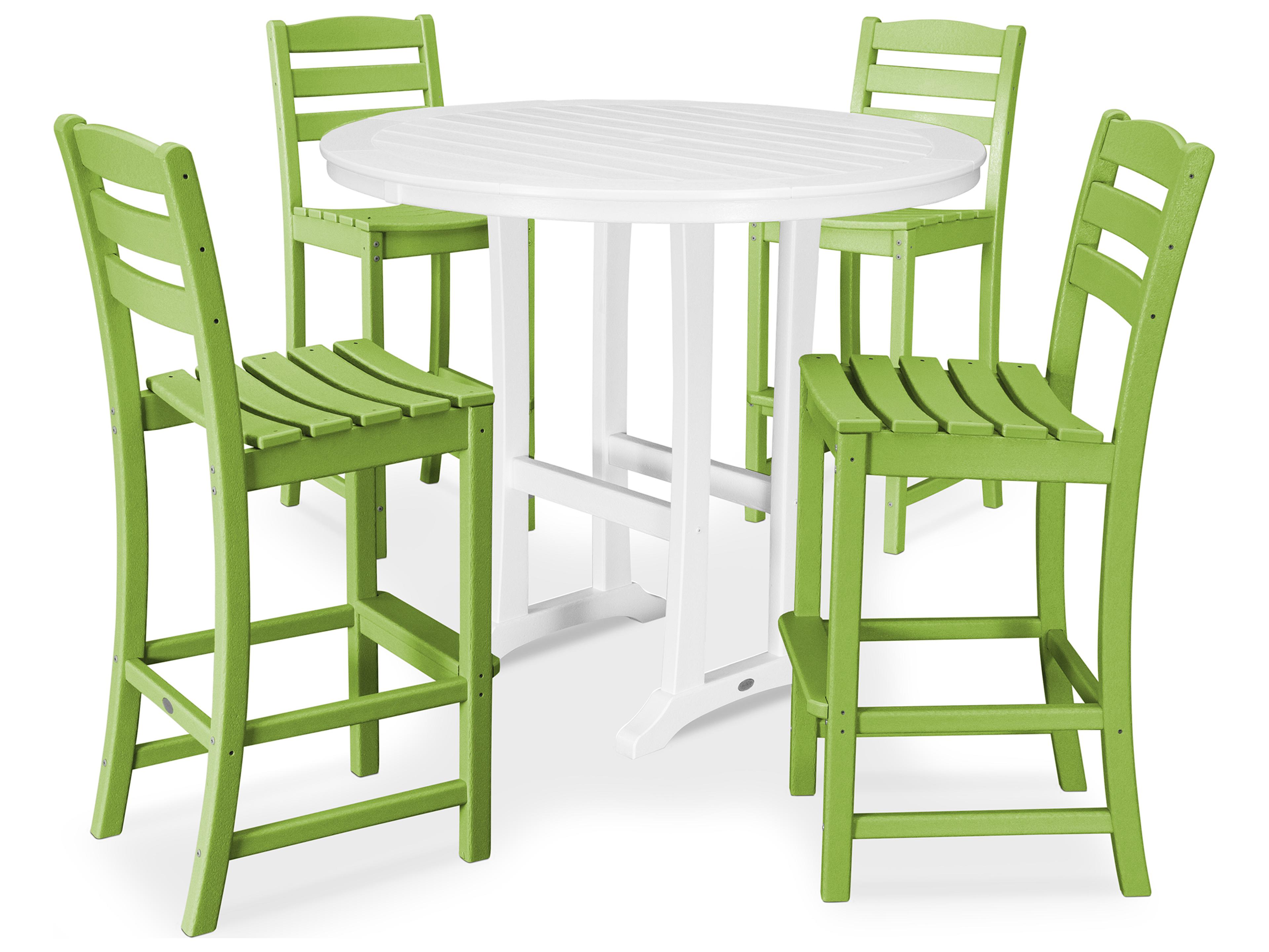 POLYWOOD® La Casa Recycled Plastic 5 Piece Bar Side Set