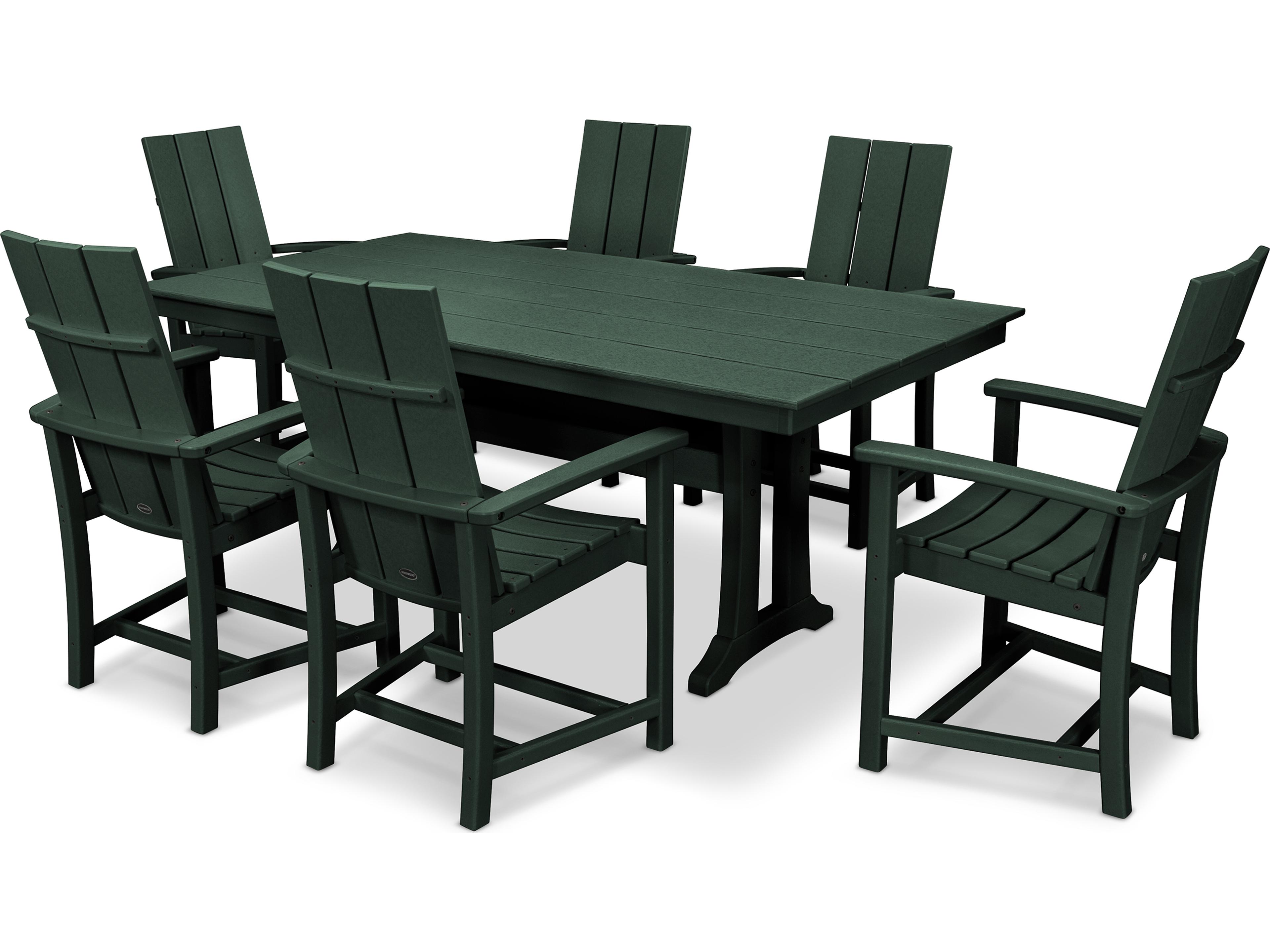POLYWOOD® Modern Recycled Plastic 7 Piece Outdoor Patio Dining Set