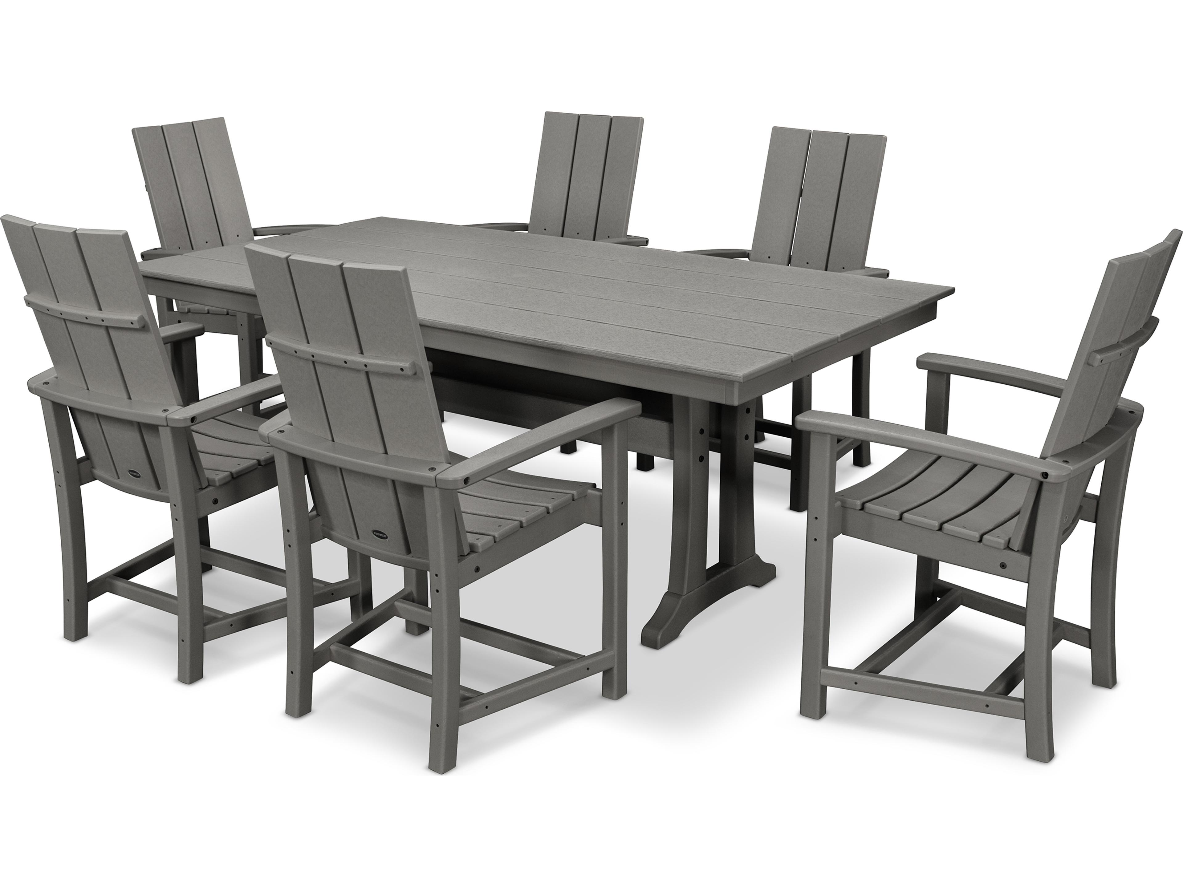 POLYWOOD® Modern Recycled Plastic 7 Piece Outdoor Patio Dining Set