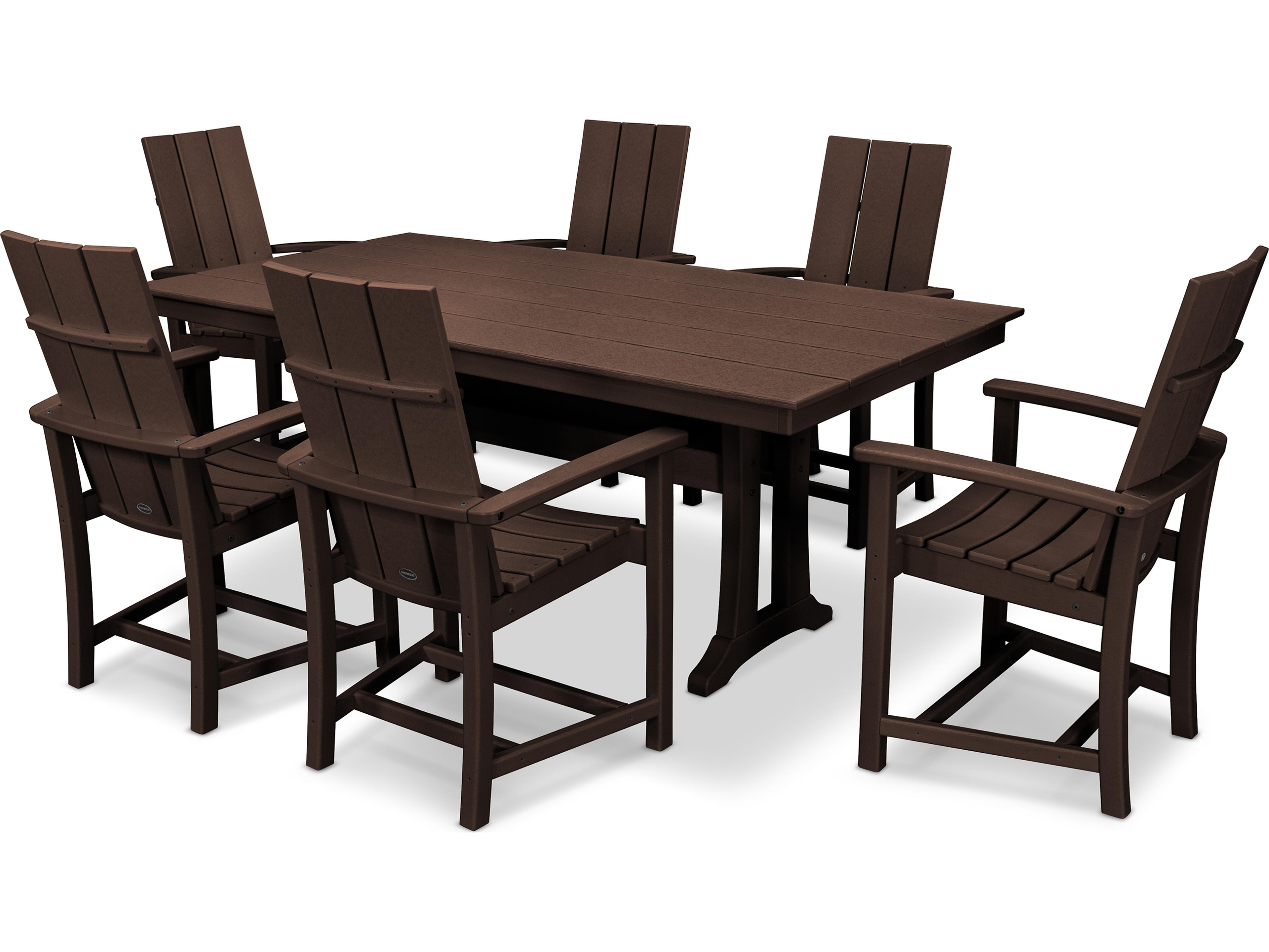 POLYWOOD® Modern Recycled Plastic 7 Piece Outdoor Patio Dining Set