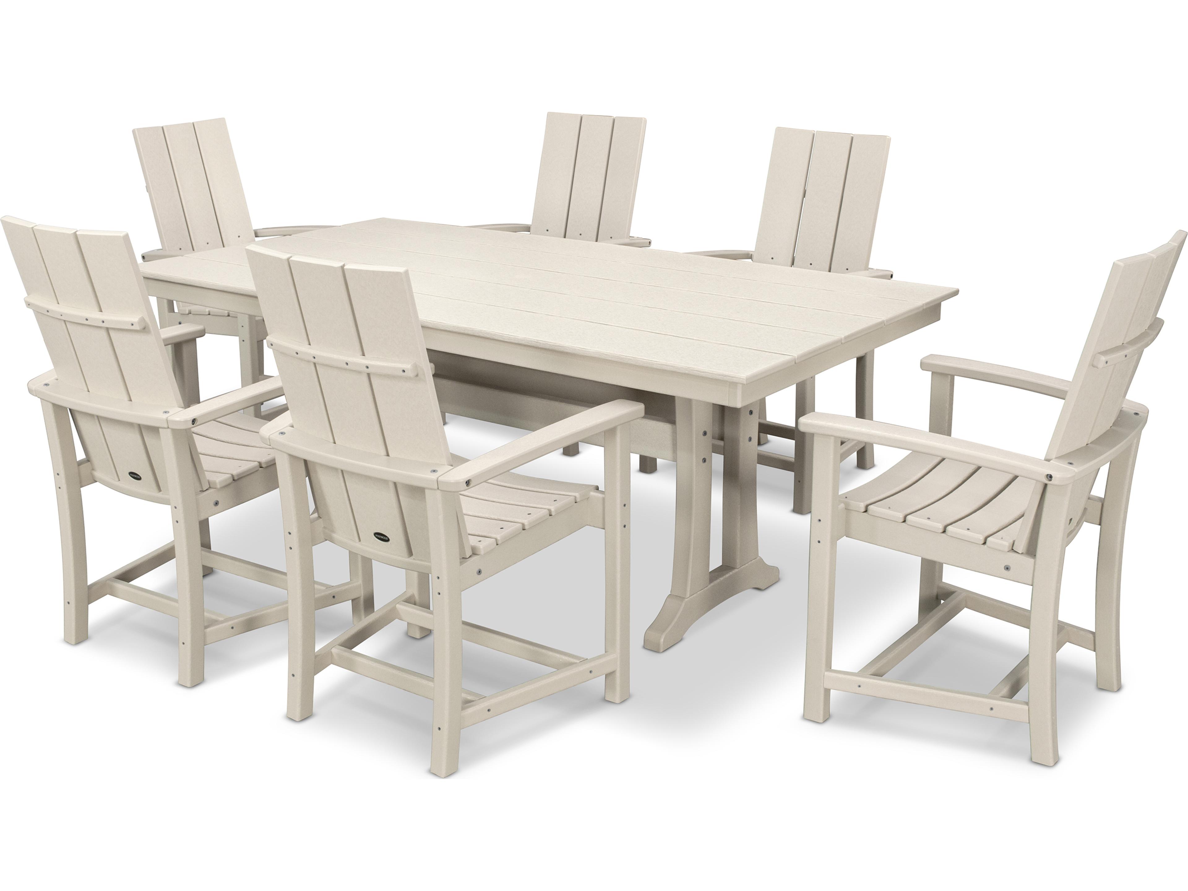 POLYWOOD® Modern Recycled Plastic 7 Piece Outdoor Patio Dining Set