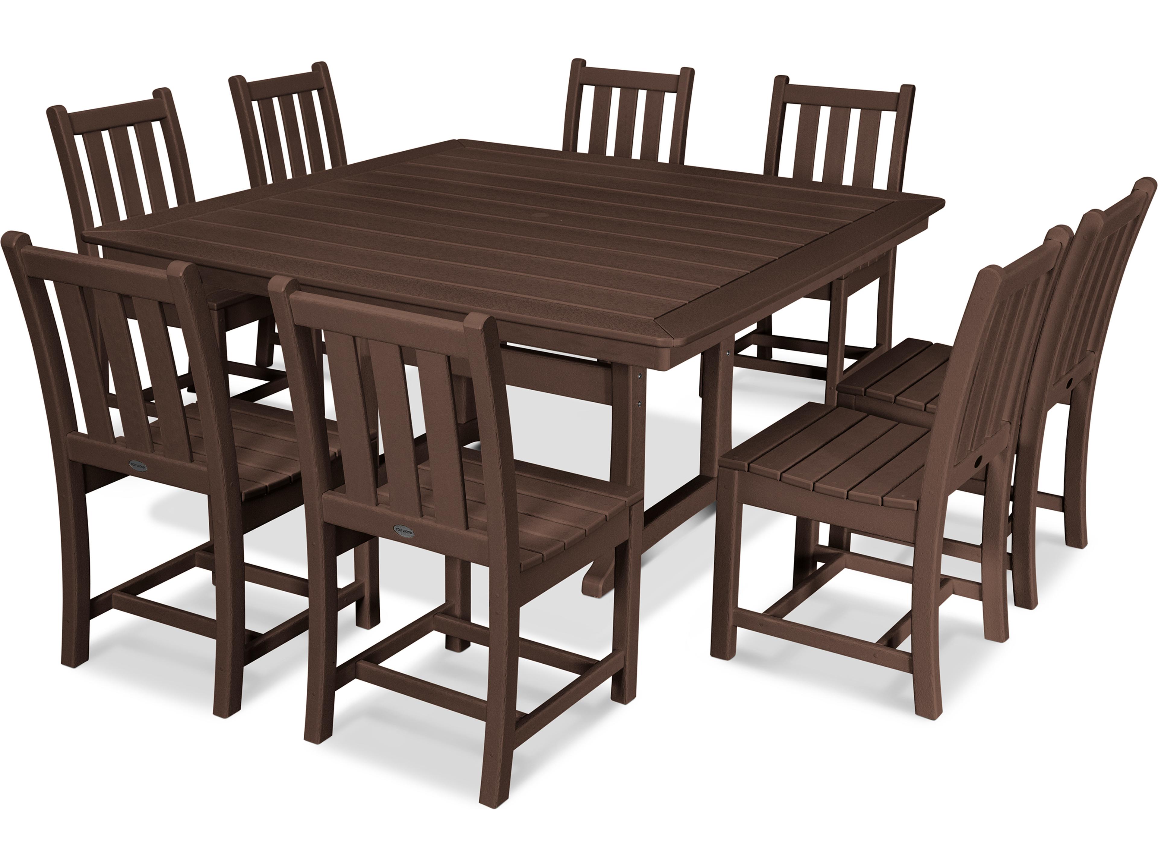 POLYWOOD® Nautical Recycled Plastic 9 Piece Trestle Outdoor Dining Set