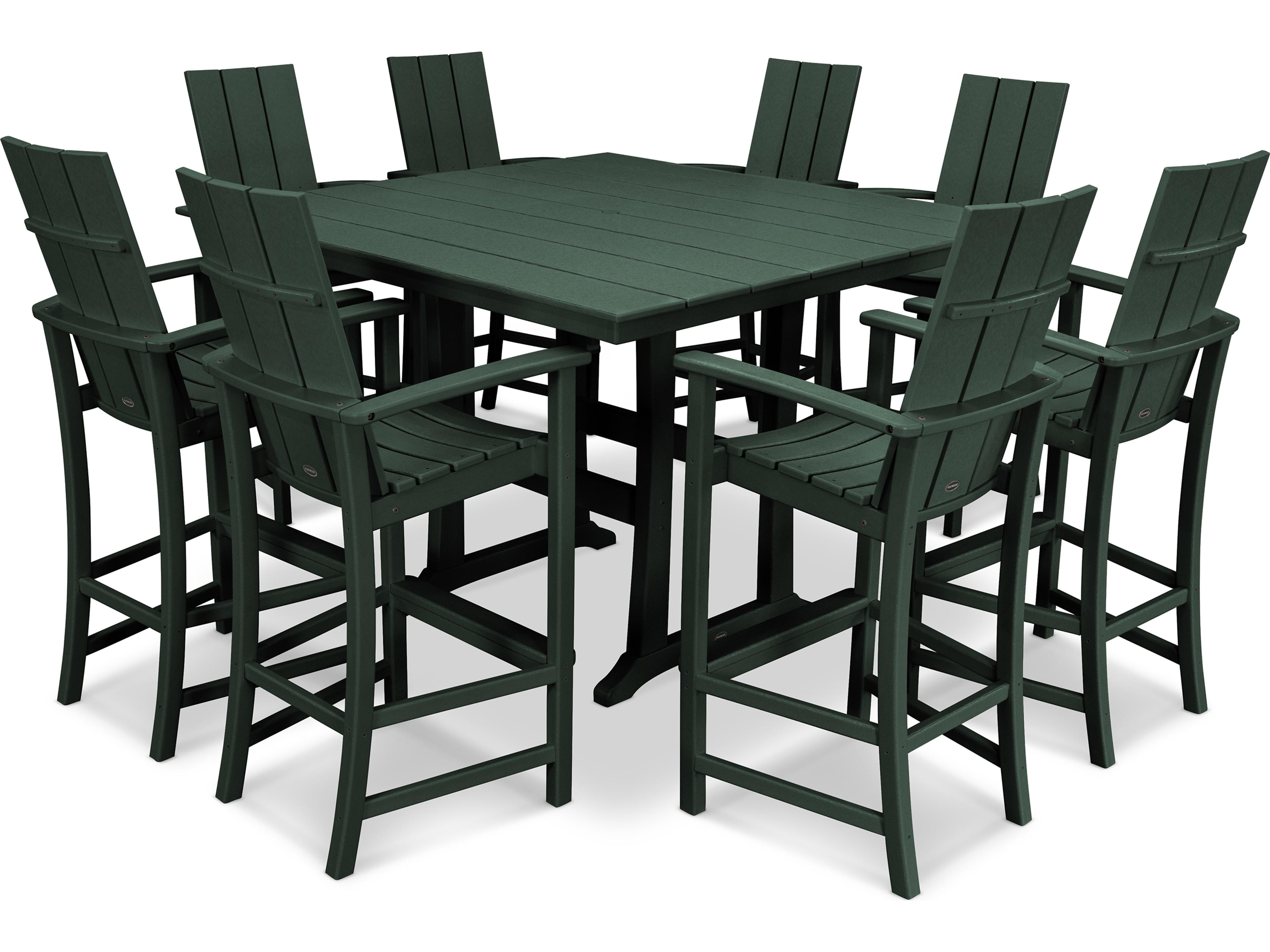 POLYWOOD® Modern Recycled Plastic 9 Piece Bar Outdoor Patio Dining Set
