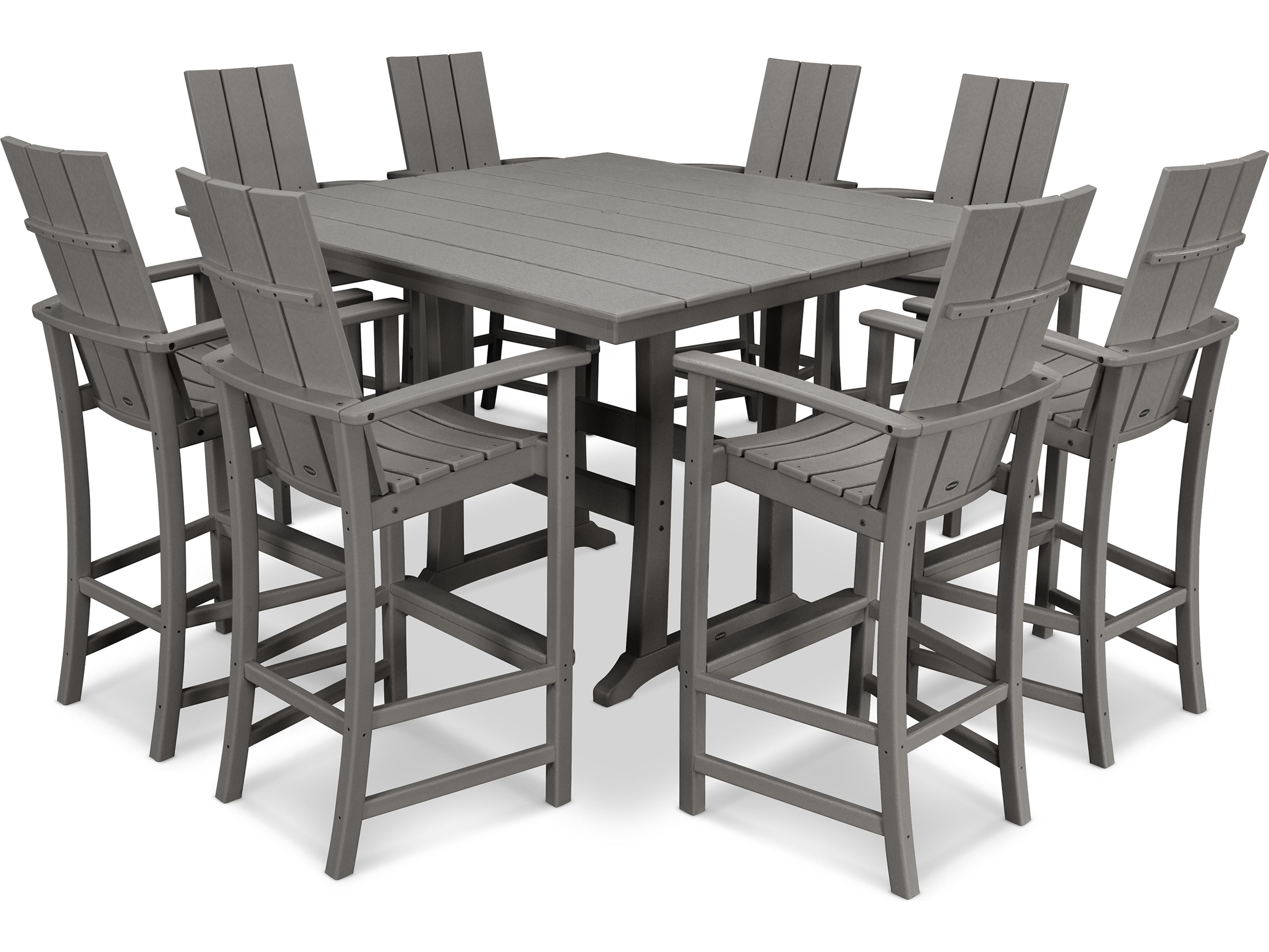 POLYWOOD® Modern Recycled Plastic 9 Piece Bar Outdoor Patio Dining Set