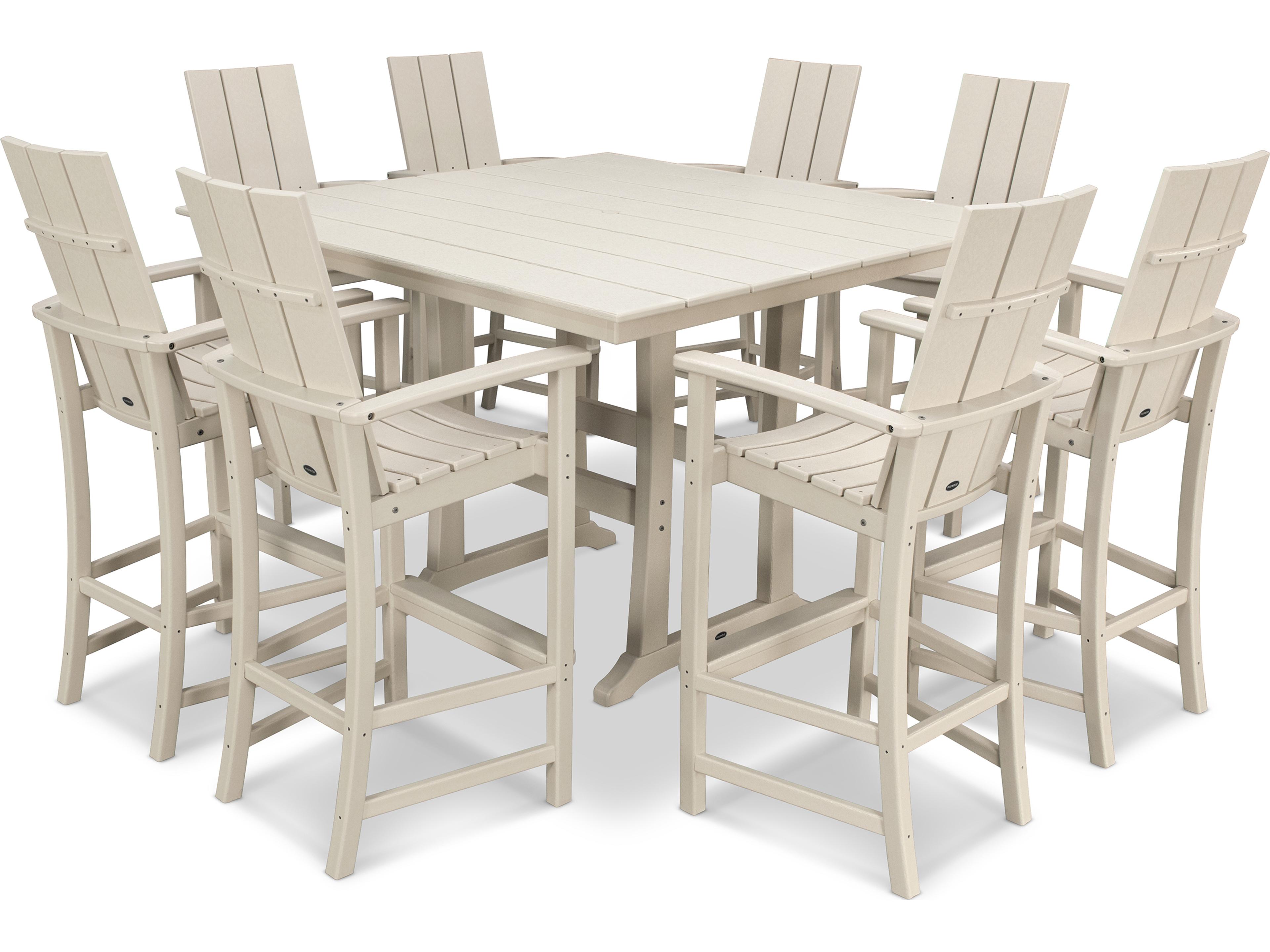 POLYWOOD® Modern Recycled Plastic 9 Piece Bar Outdoor Patio Dining Set