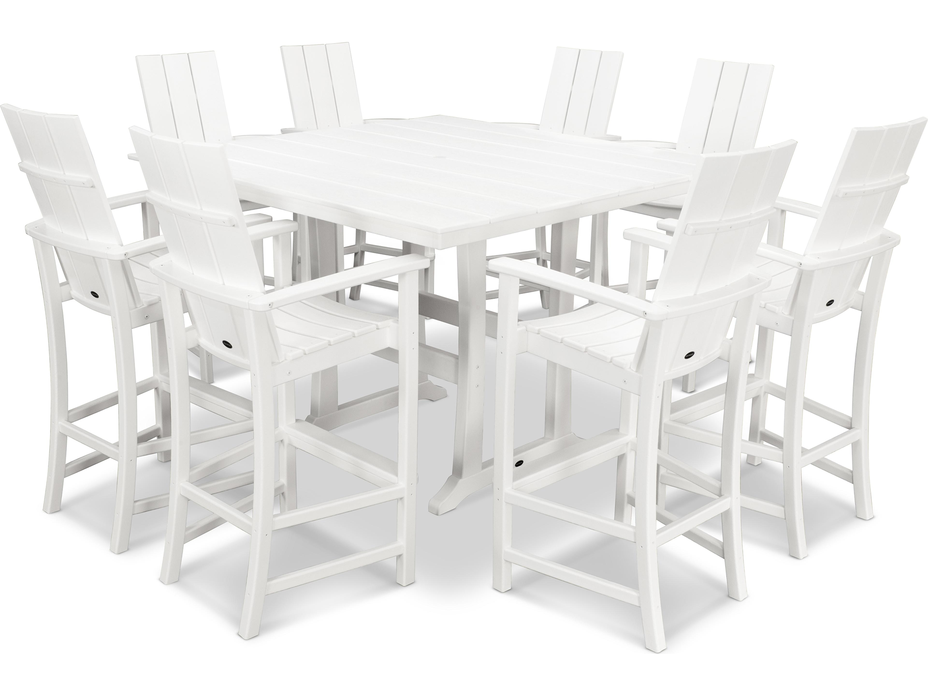 POLYWOOD® Modern Recycled Plastic 9 Piece Bar Outdoor Patio Dining Set
