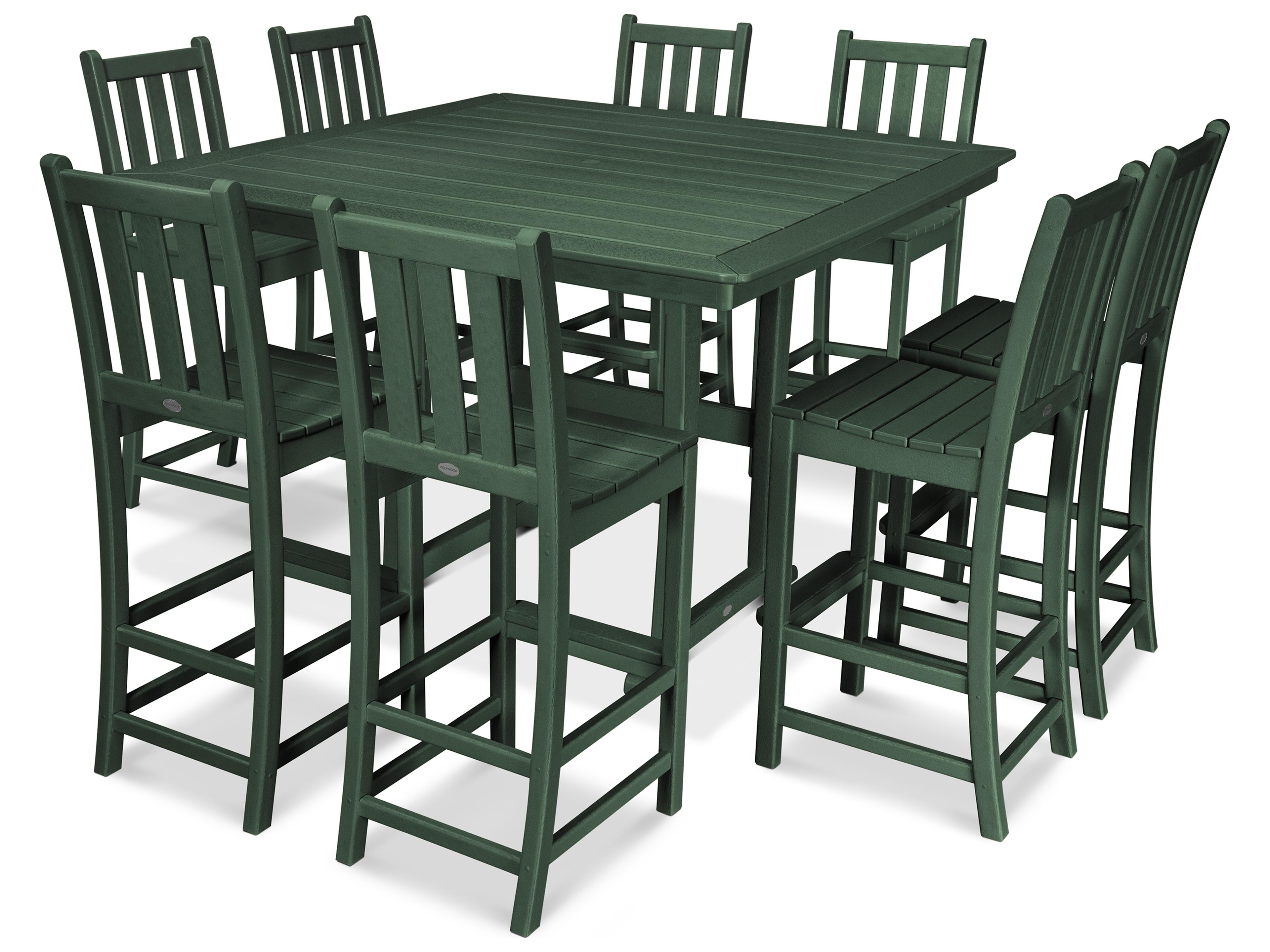 POLYWOOD® Nautical Recycled Plastic 9 Piece Trestle Bar Set