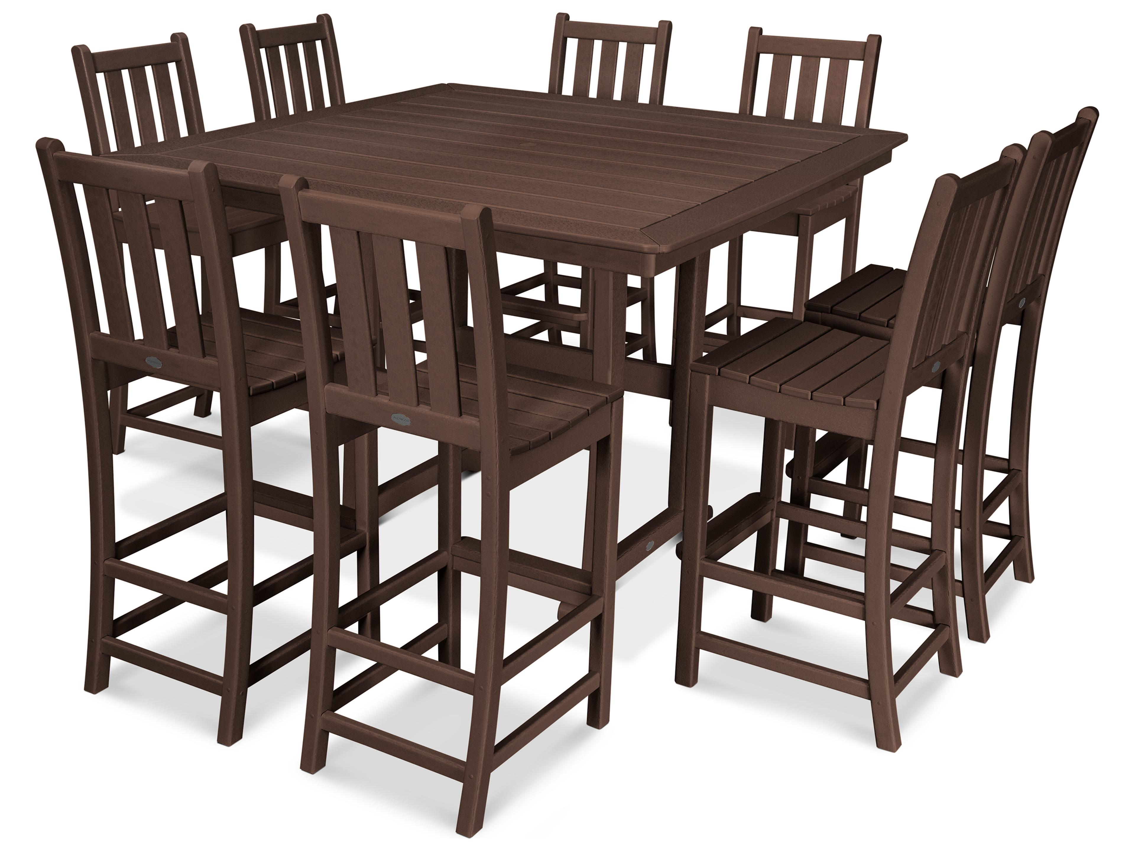 POLYWOOD® Nautical Recycled Plastic 9 Piece Trestle Bar Set