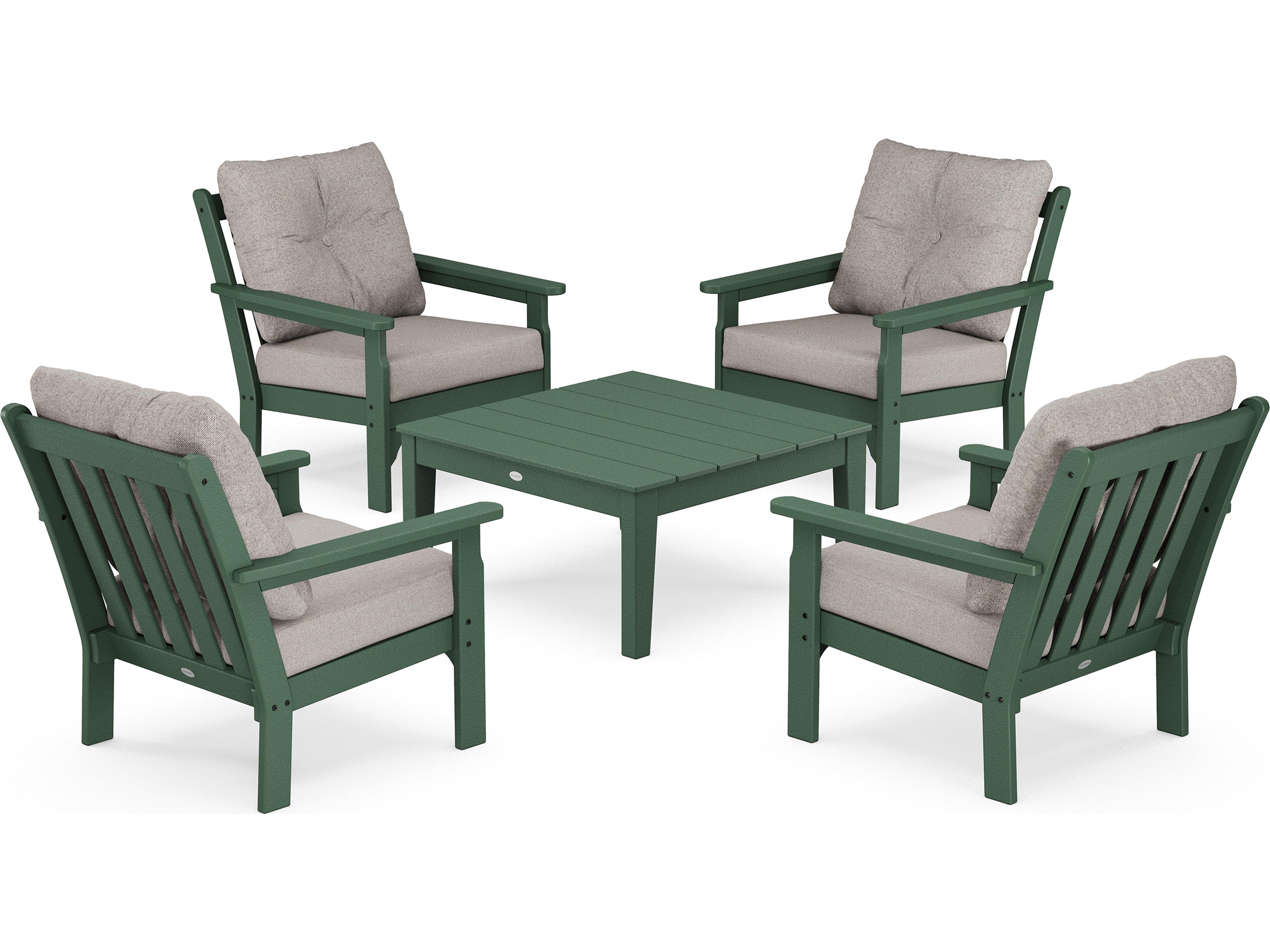 POLYWOOD® Vineyard Recycled Plastic 5 Piece Deep Seating Patio Lounge Set
