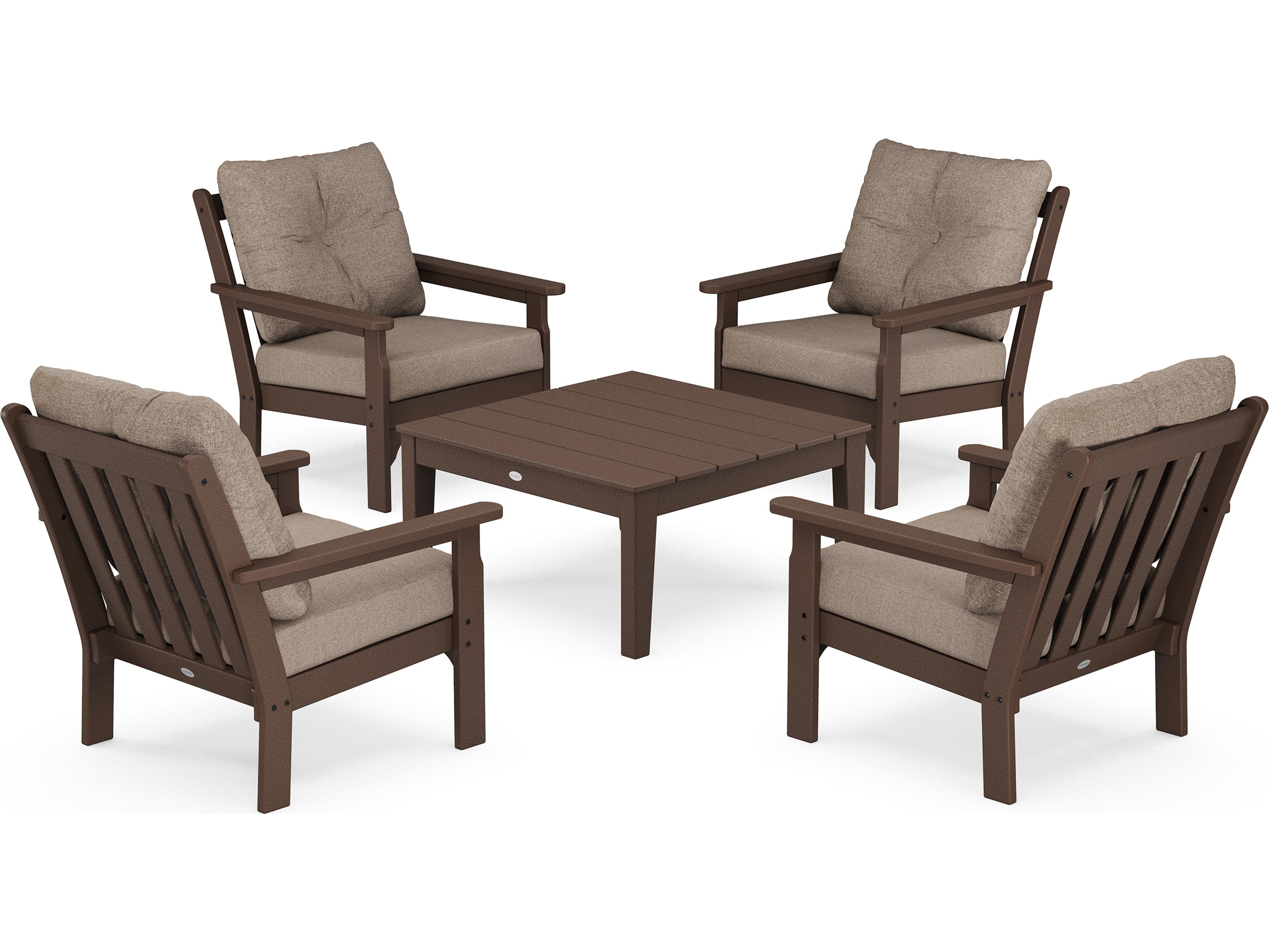 POLYWOOD® Vineyard Recycled Plastic 5 Piece Deep Seating Patio Lounge Set