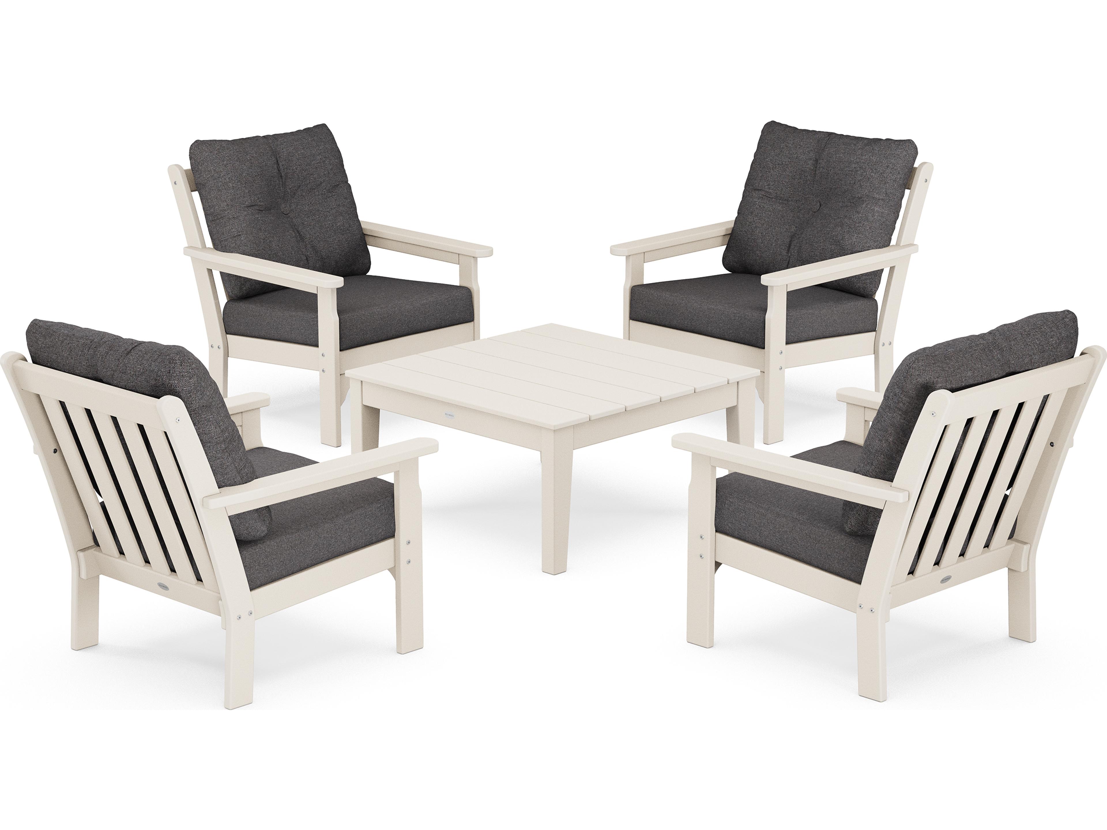 POLYWOOD® Vineyard Recycled Plastic 5 Piece Deep Seating Patio Lounge Set