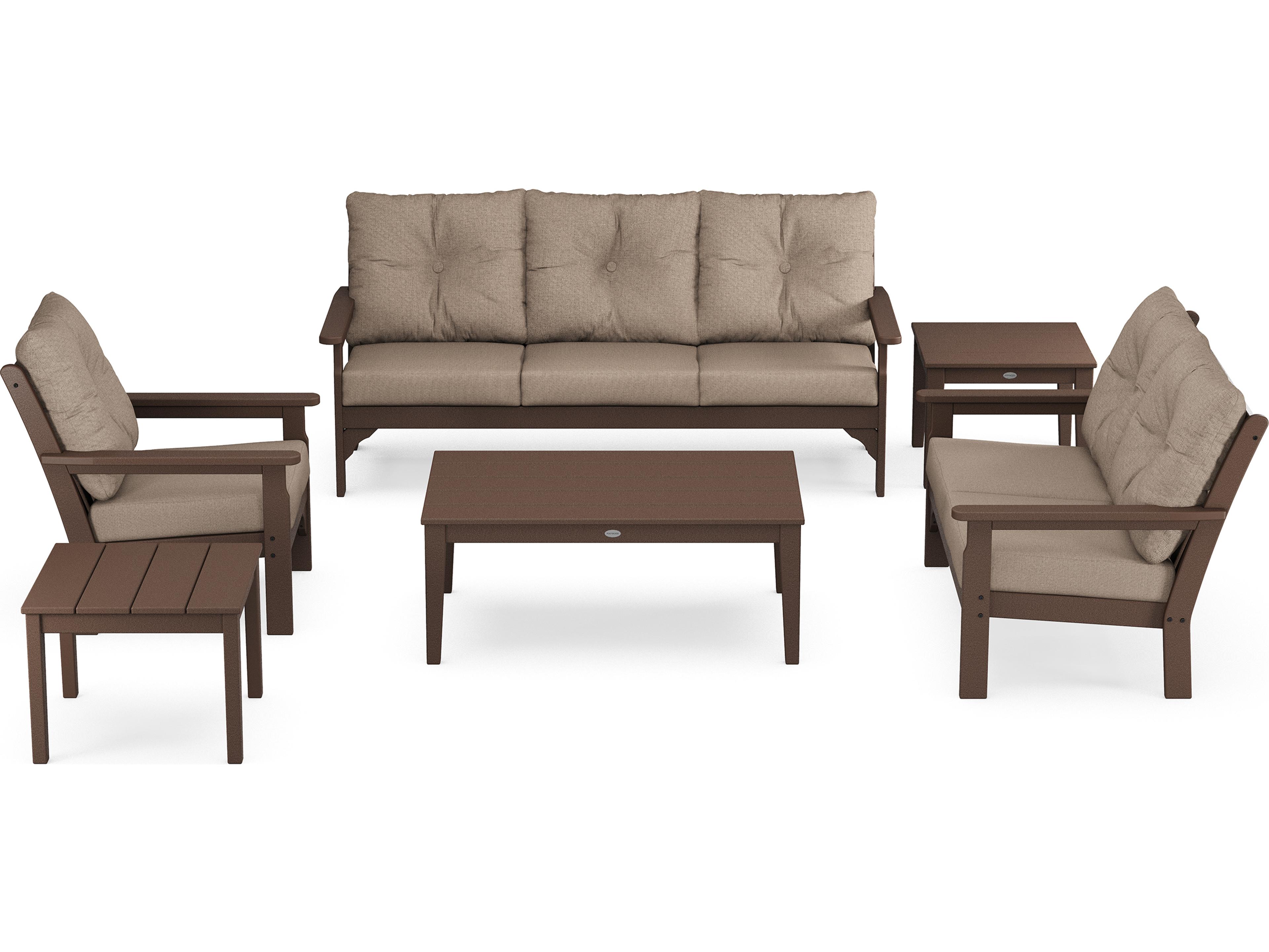 POLYWOOD® Vineyard Recycled Plastic 6 Piece Deep Seating Outdoor Lounge Set