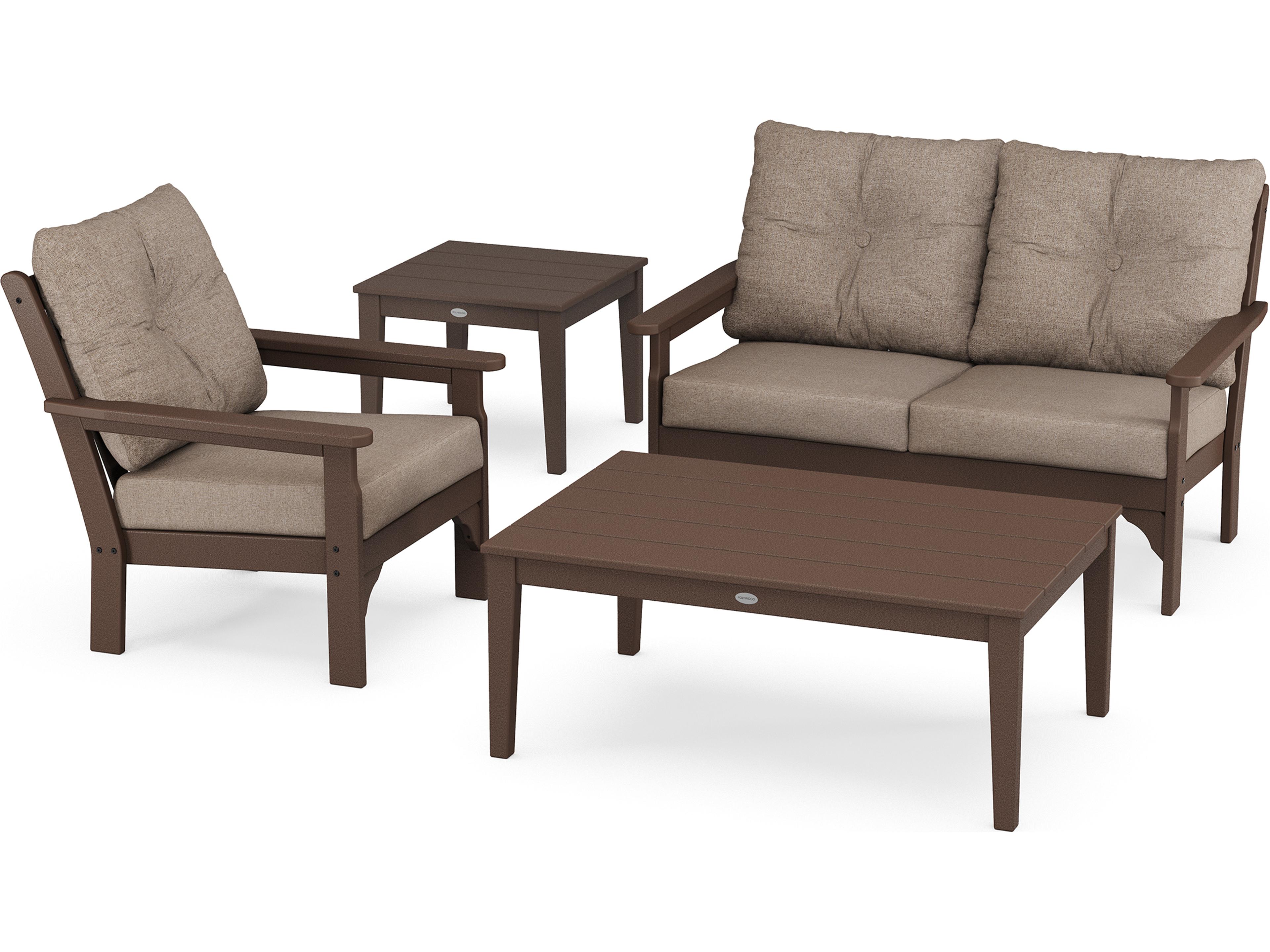 POLYWOOD® Vineyard Recycled Plastic 4 Piece Deep Seating Outdoor Patio Lounge Set