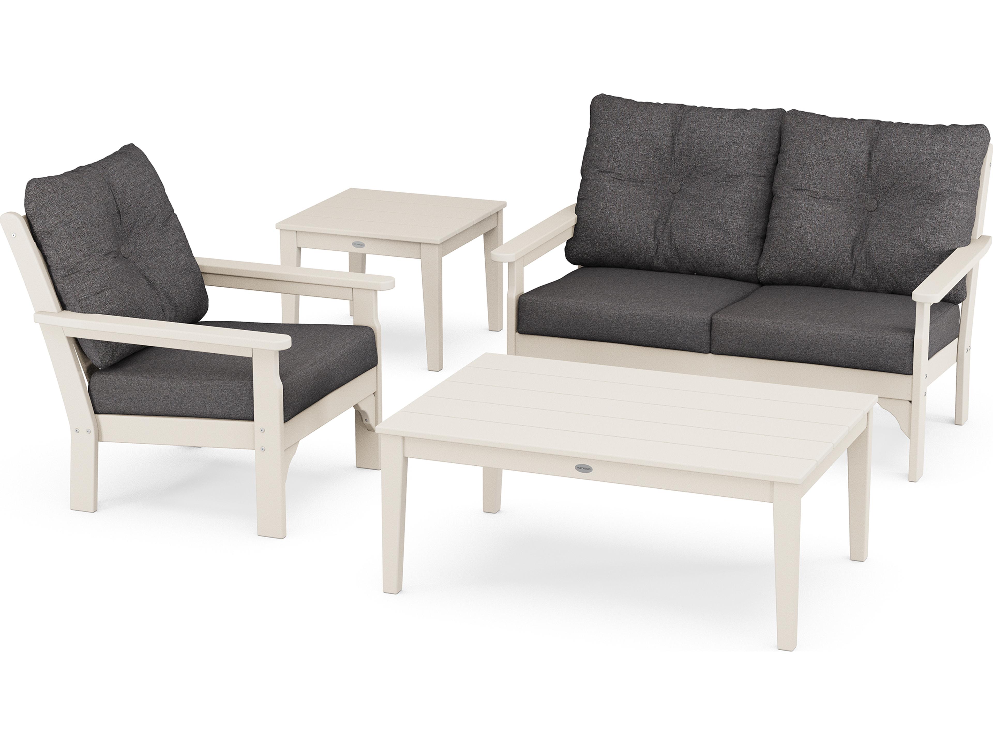 POLYWOOD® Vineyard Recycled Plastic 4 Piece Deep Seating Outdoor Patio Lounge Set