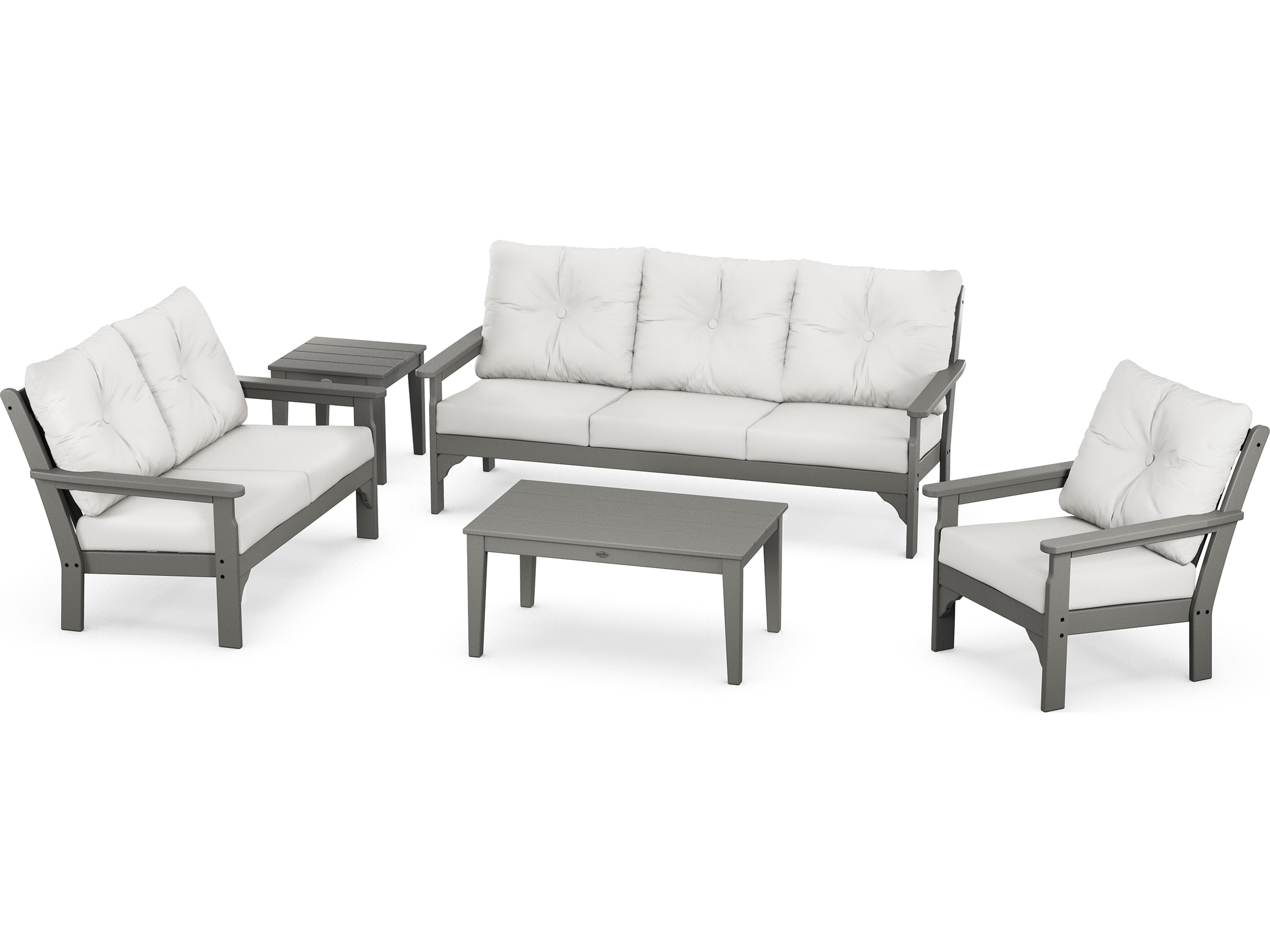 POLYWOOD® Vineyard Recycled Plastic 5 Piece Deep Seating Patio Lounge Set