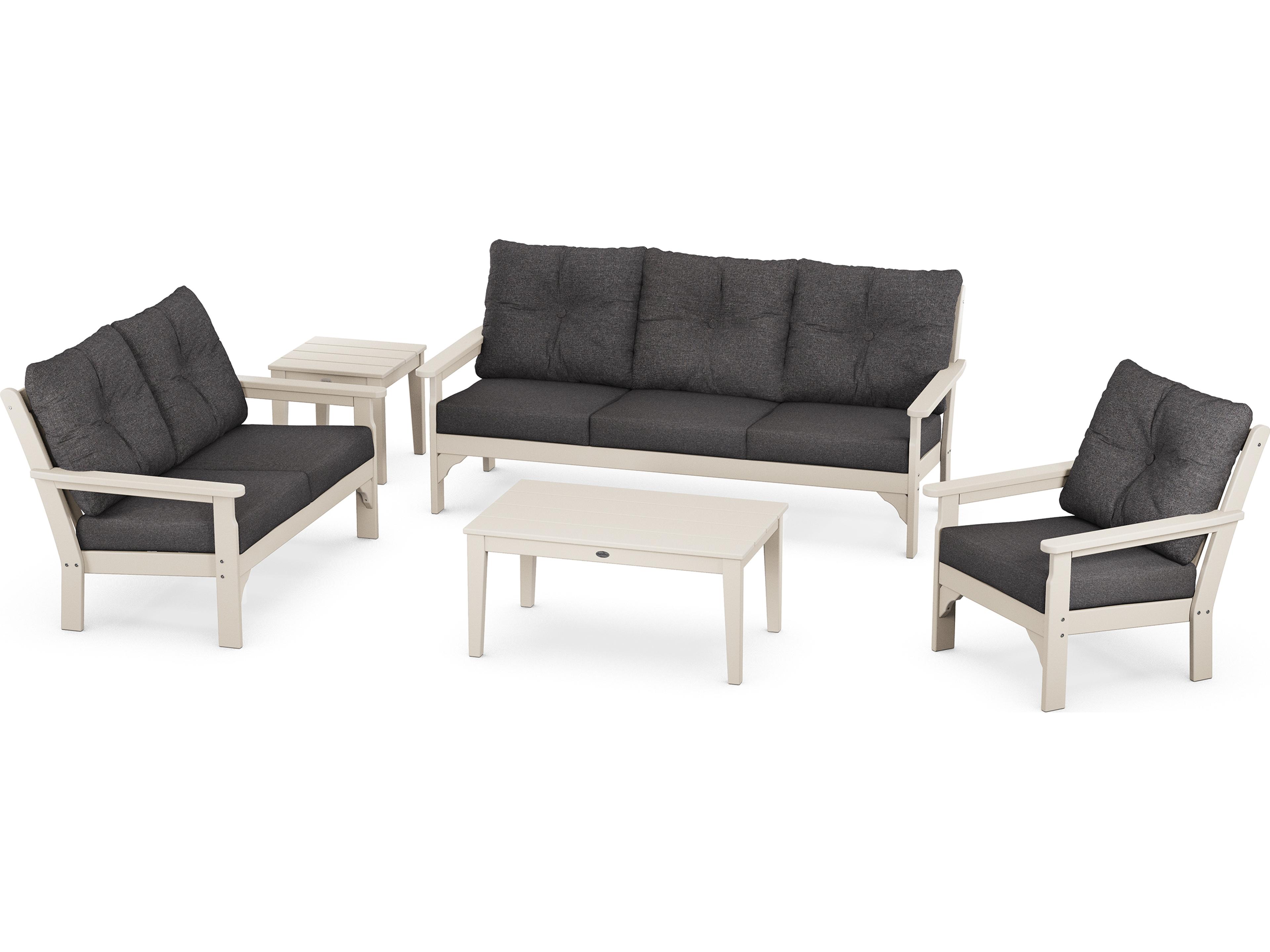 POLYWOOD® Vineyard Recycled Plastic 5 Piece Deep Seating Patio Lounge Set
