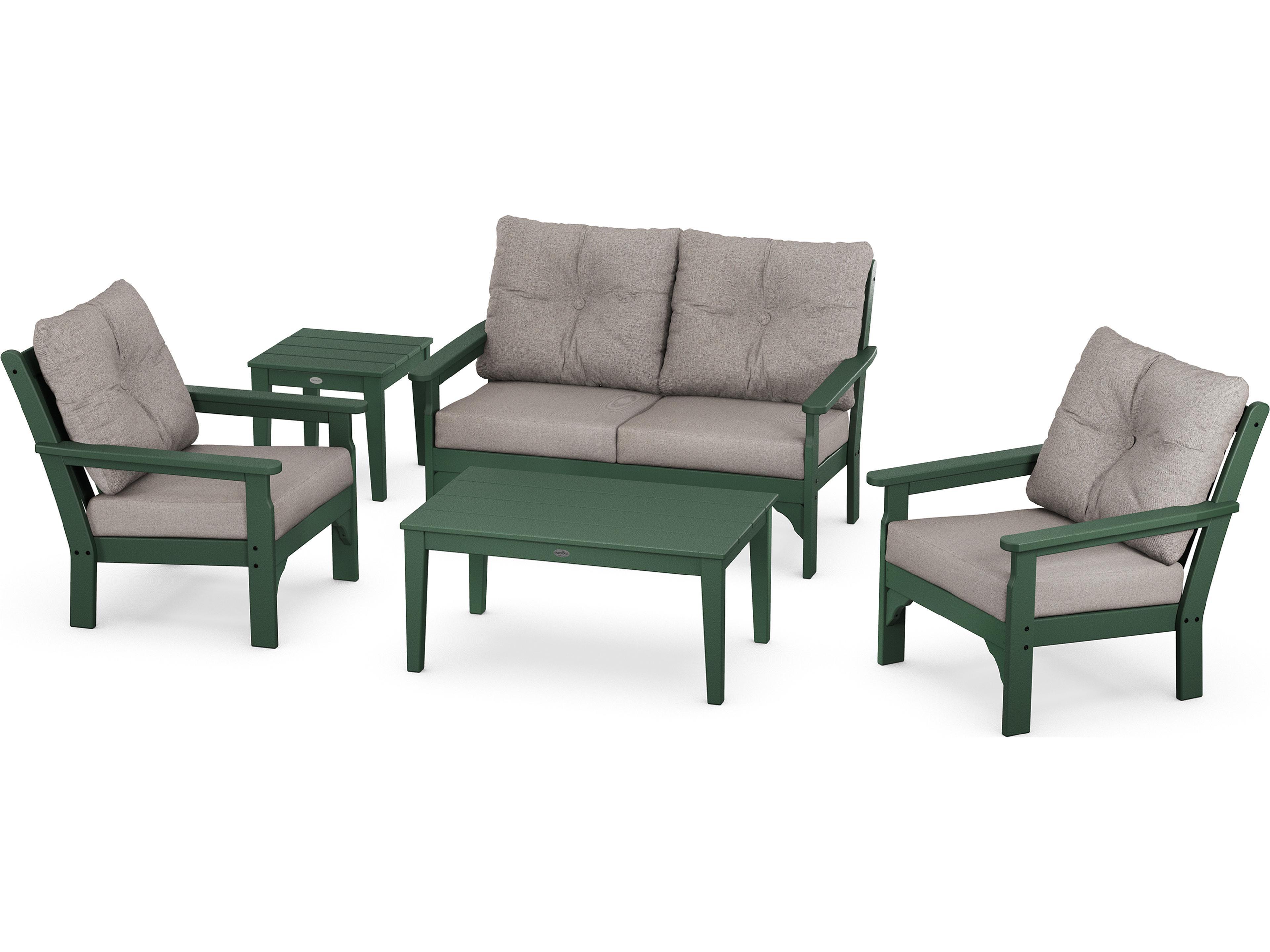 POLYWOOD® Vineyard Recycled Plastic 5 Piece Deep Seating Outdoor Lounge Set