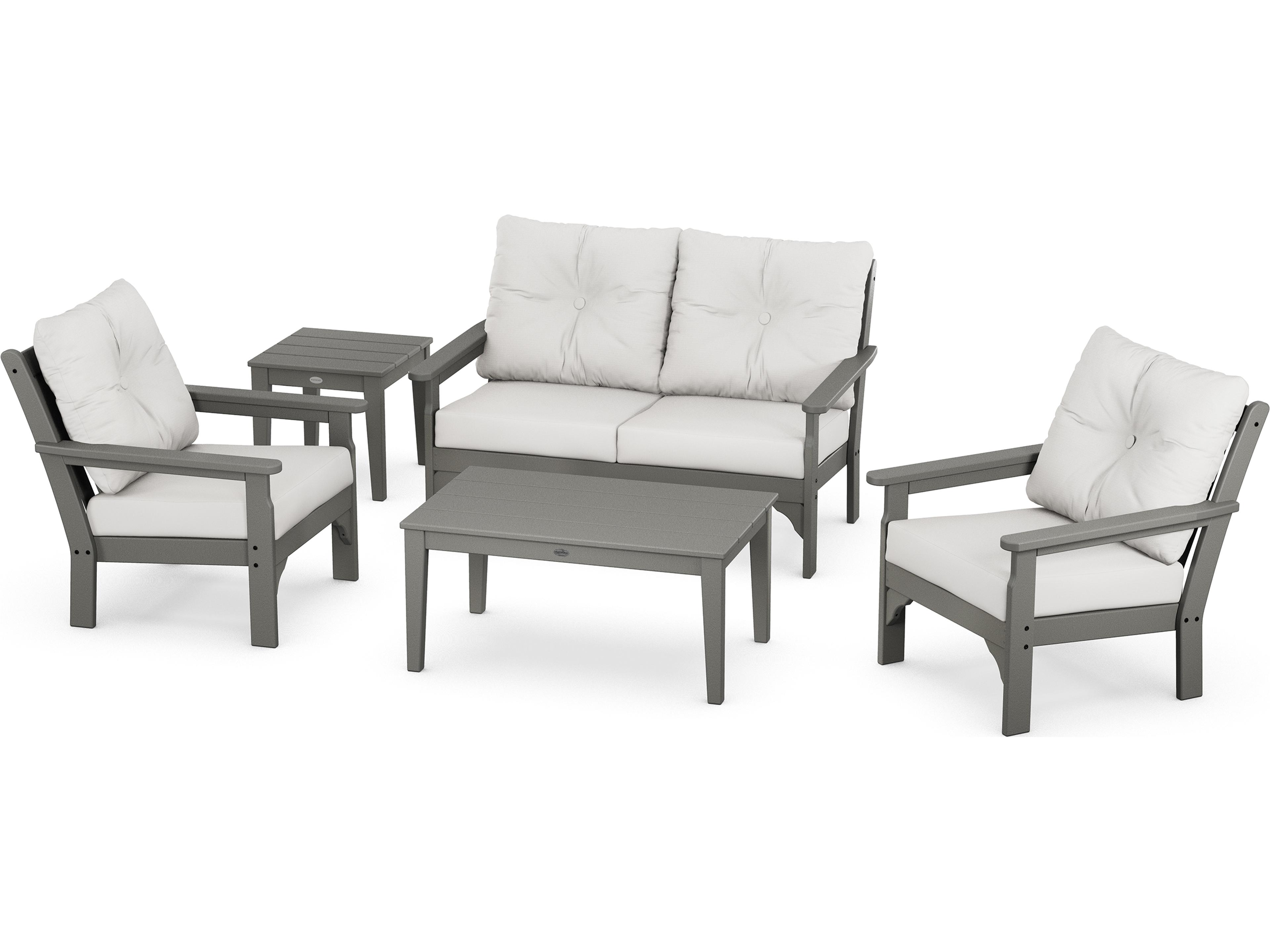 POLYWOOD® Vineyard Recycled Plastic 5 Piece Deep Seating Outdoor Lounge Set