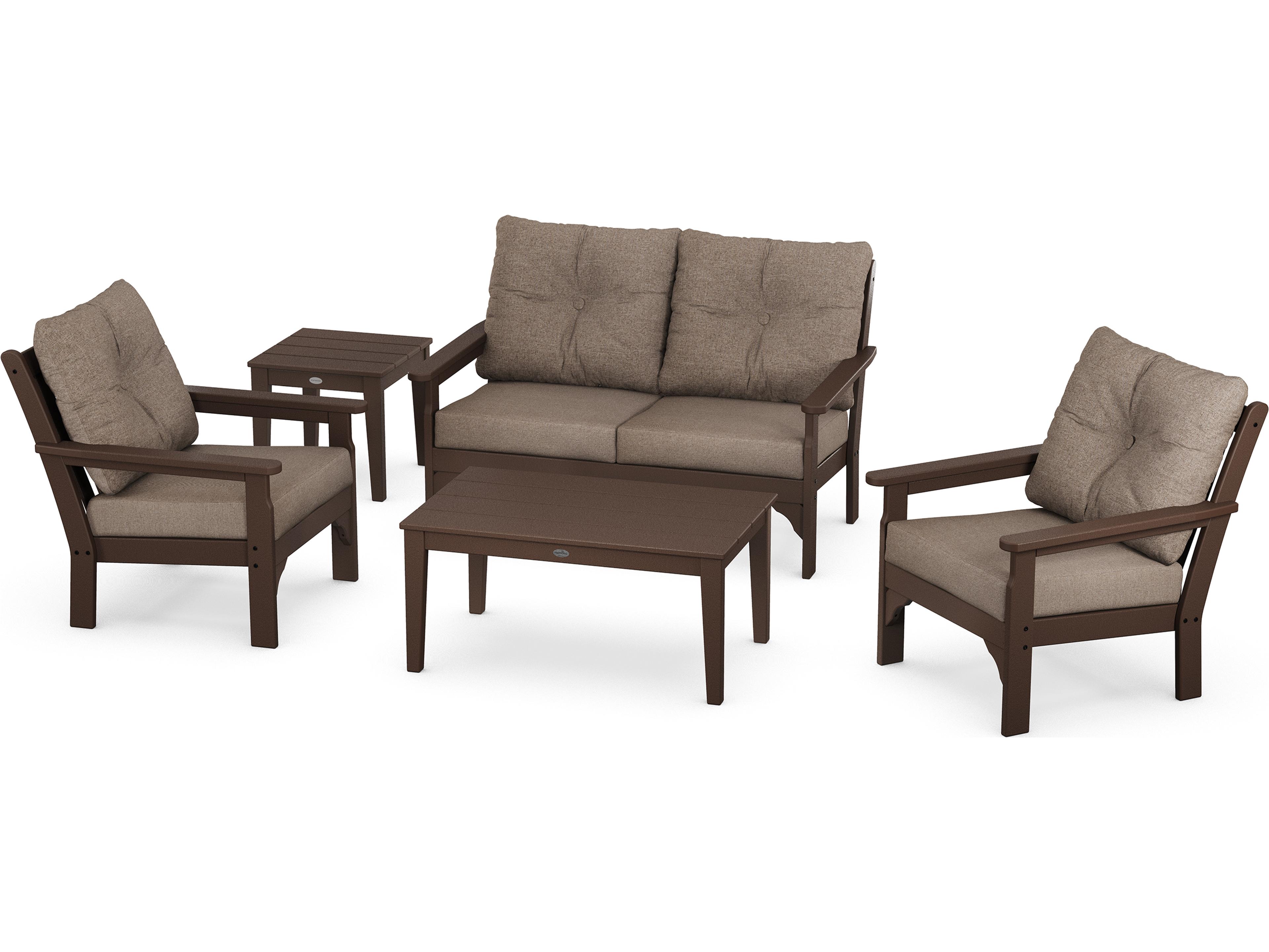 POLYWOOD® Vineyard Recycled Plastic 5 Piece Deep Seating Outdoor Lounge Set