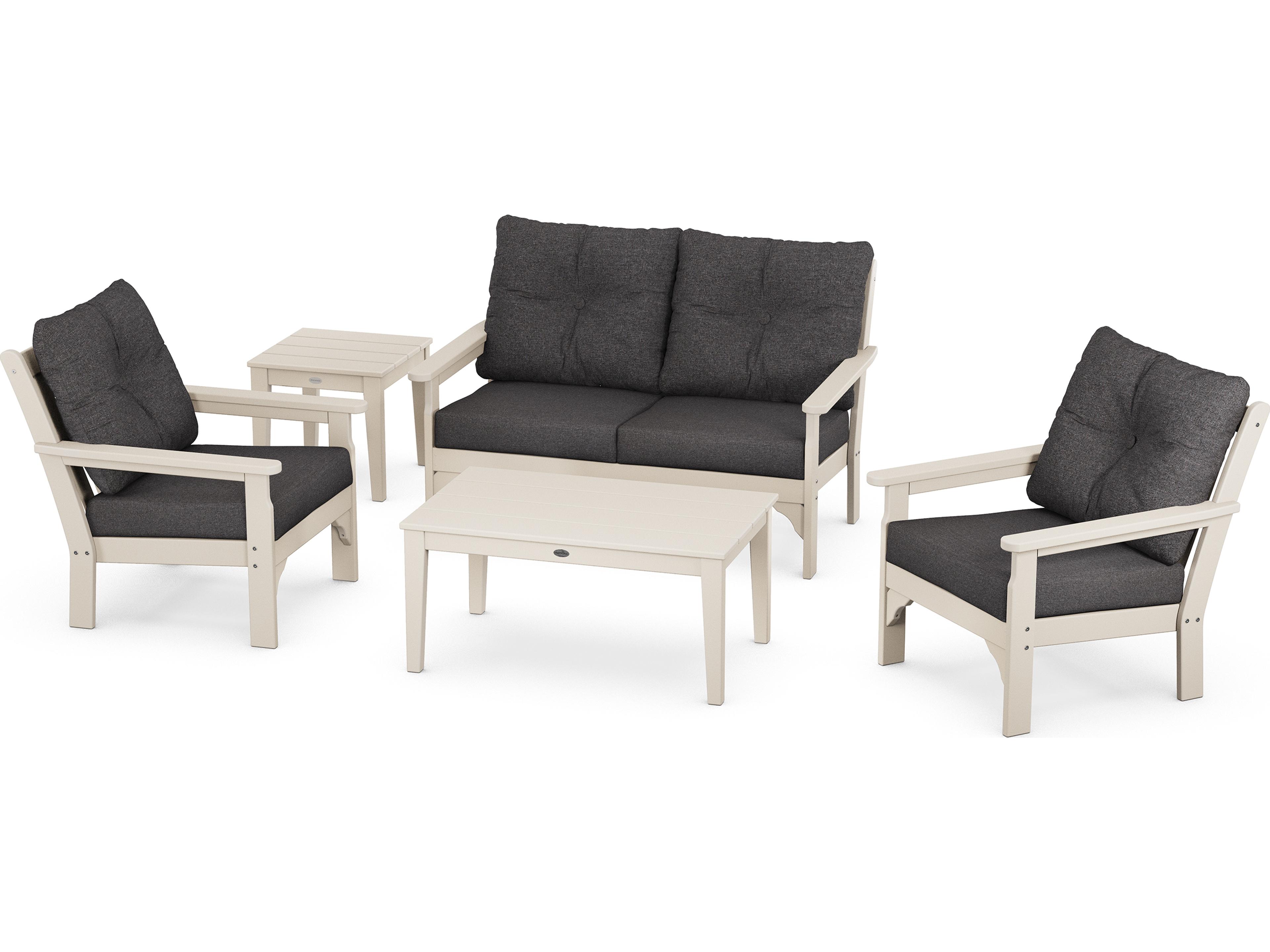 POLYWOOD® Vineyard Recycled Plastic 5 Piece Deep Seating Outdoor Lounge Set