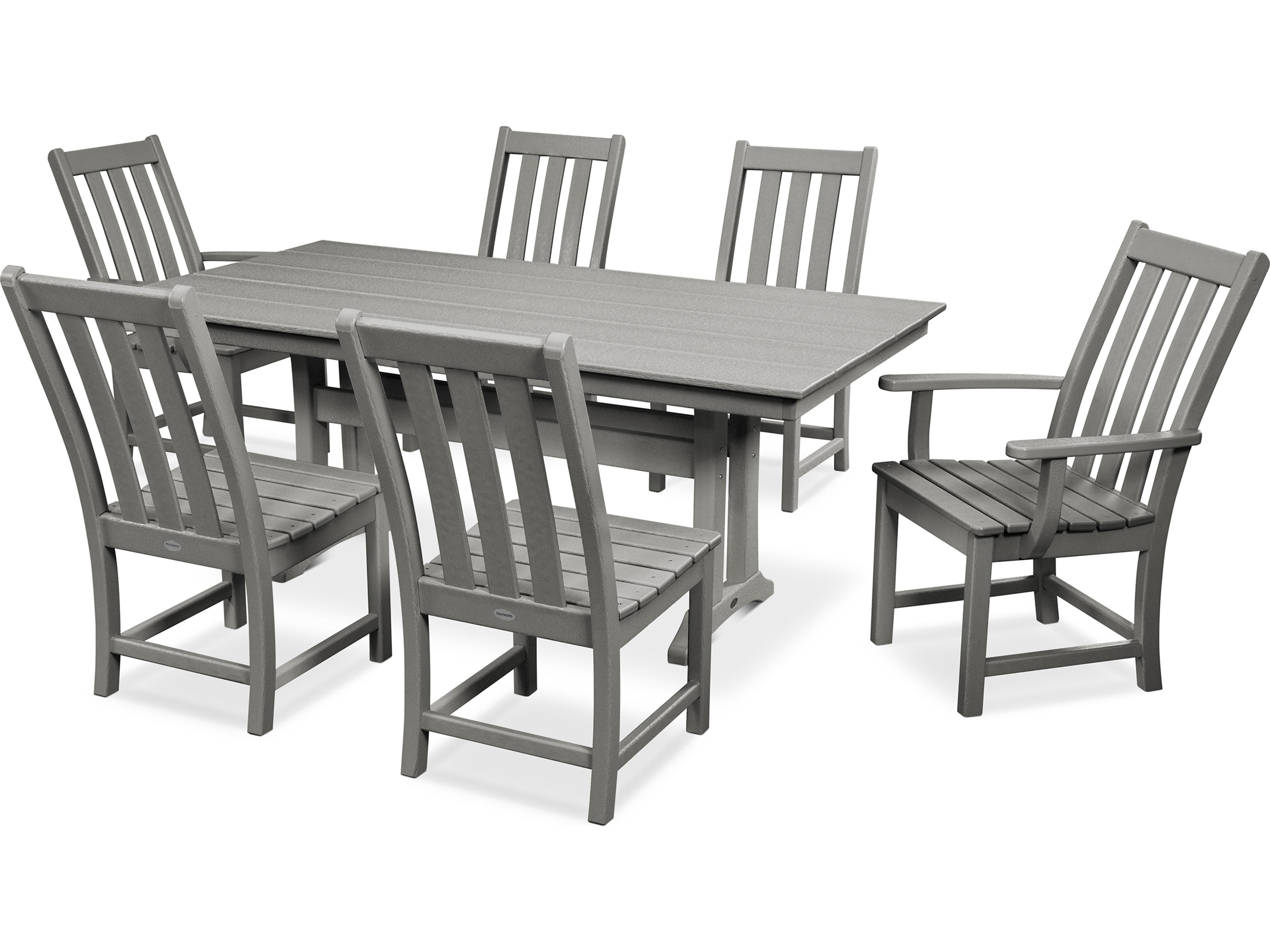 POLYWOOD® Vineyard Recycled Plastic 5 Piece Farmhouse Patio Dining Set