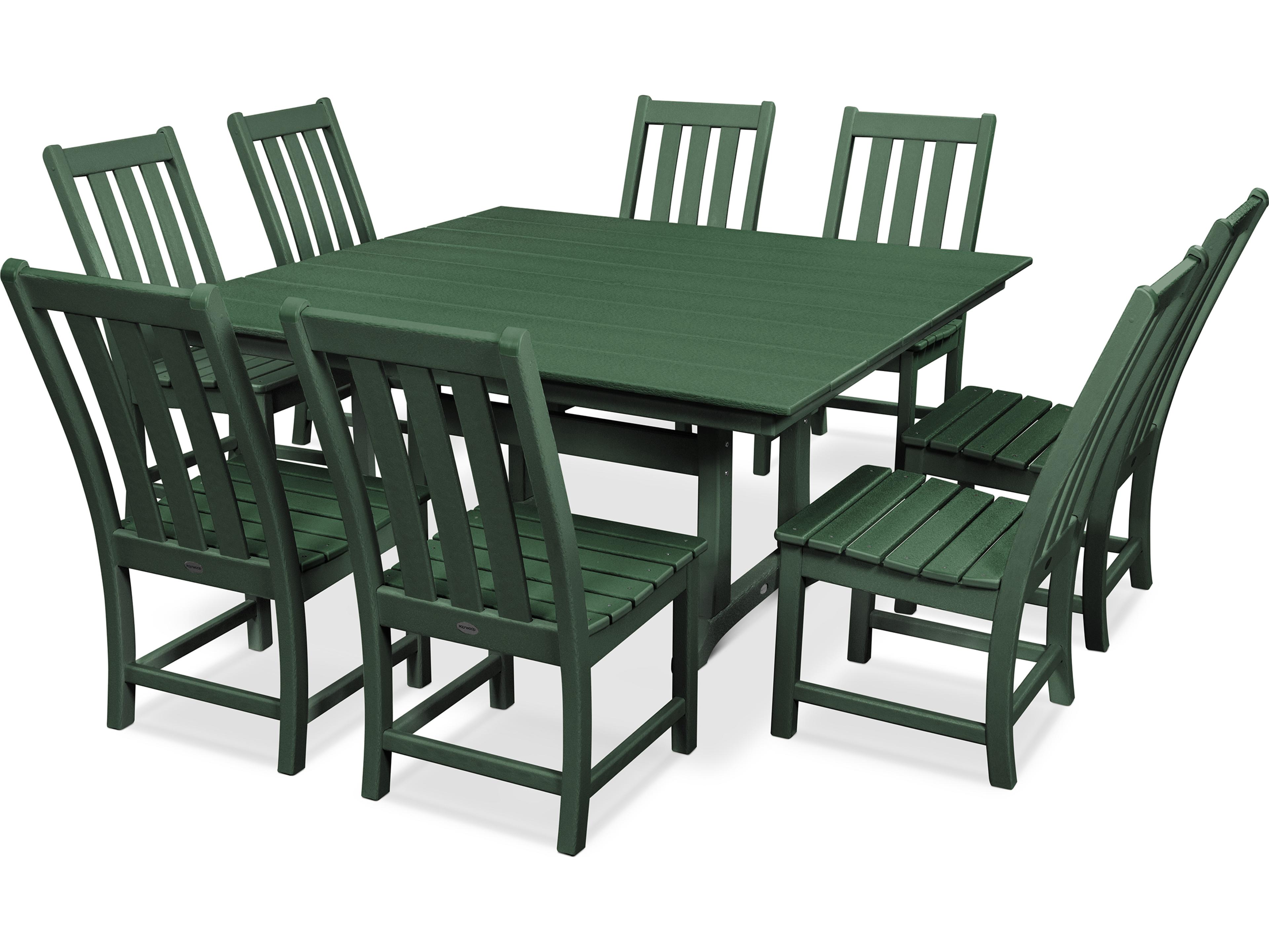 POLYWOOD® Vineyard Recycled Plastic 9 Piece Farmhouse Outdoor Patio Dining Set
