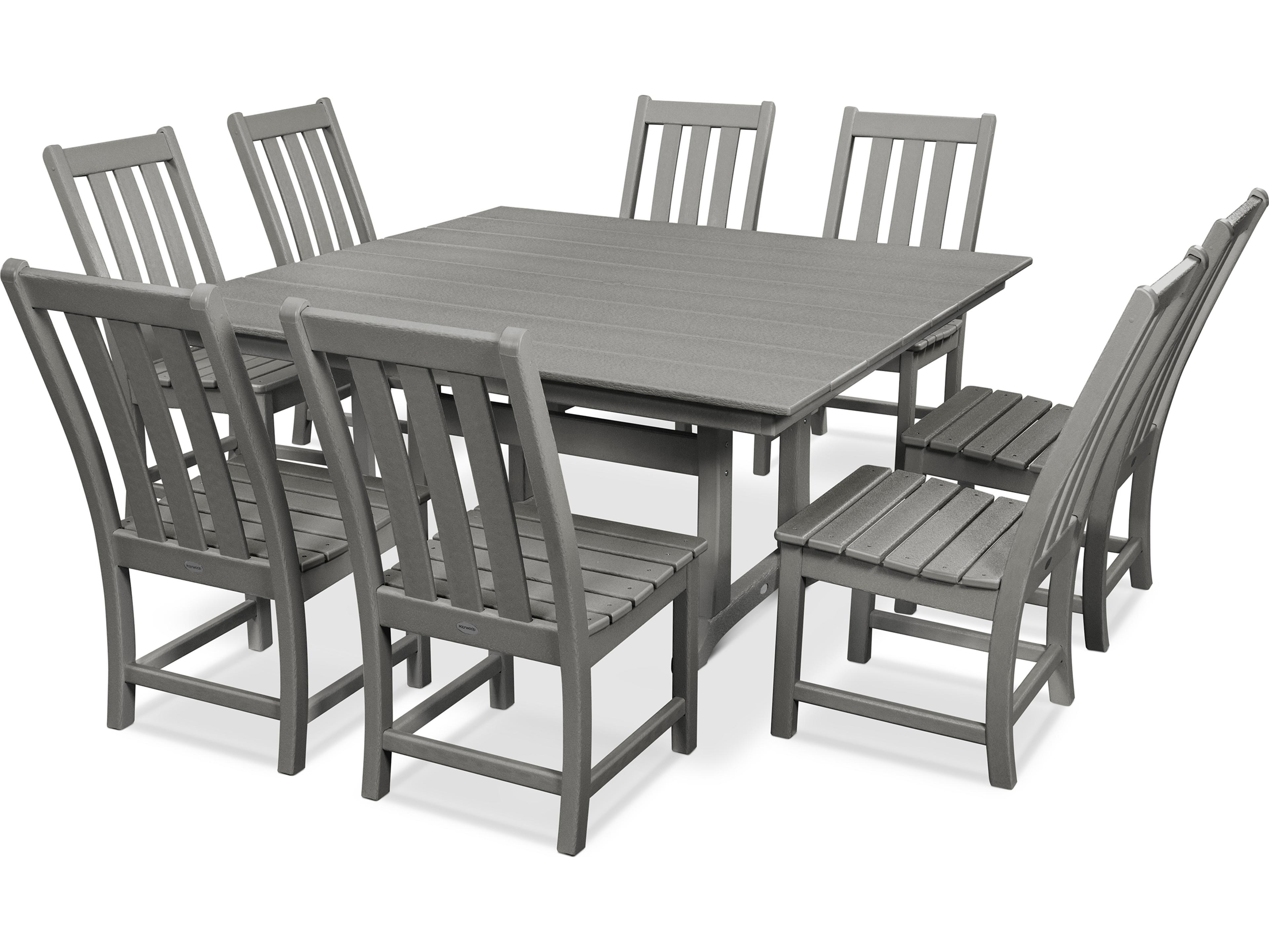 POLYWOOD® Vineyard Recycled Plastic 9 Piece Farmhouse Outdoor Patio Dining Set