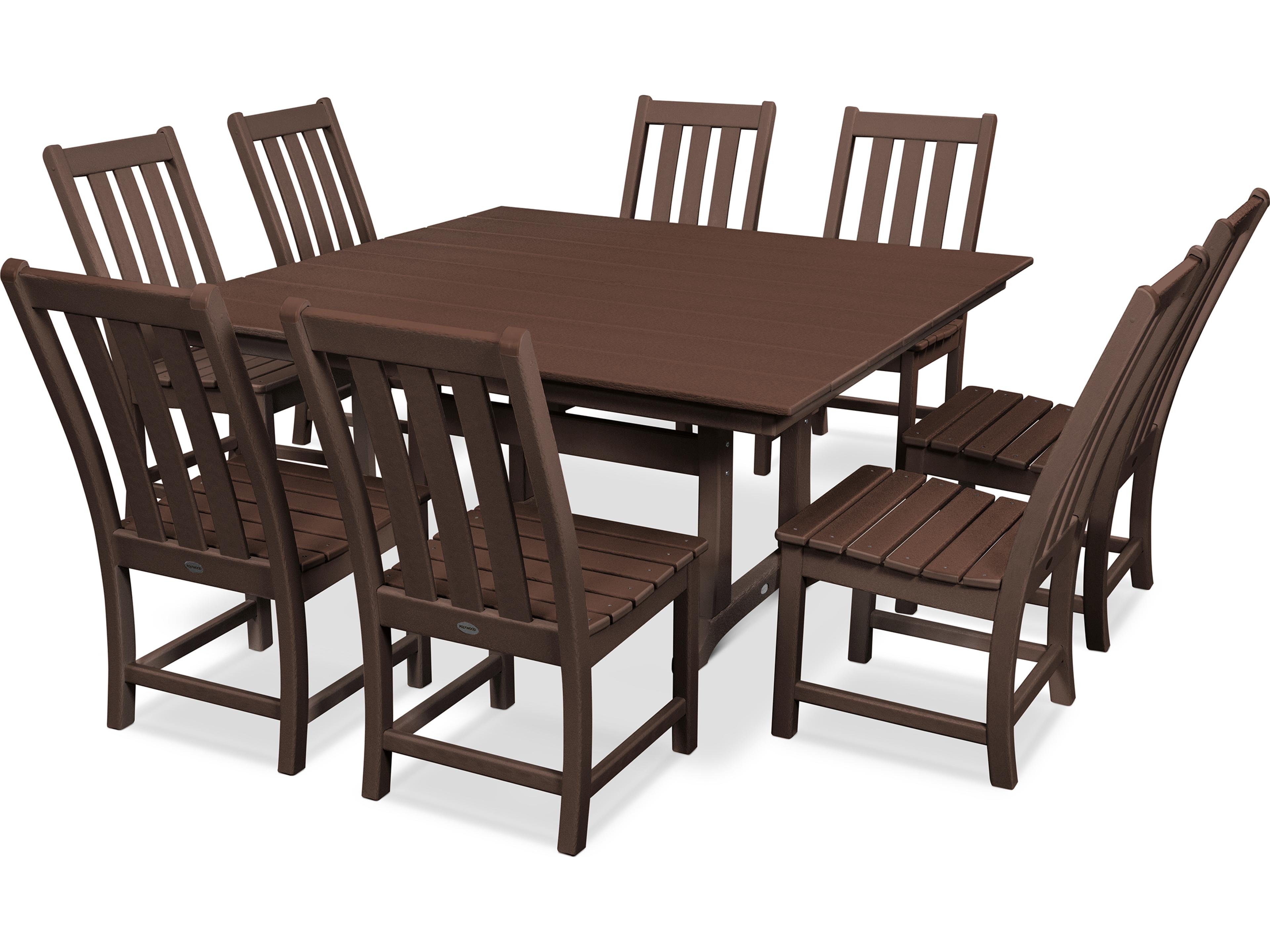 POLYWOOD® Vineyard Recycled Plastic 9 Piece Farmhouse Outdoor Patio Dining Set