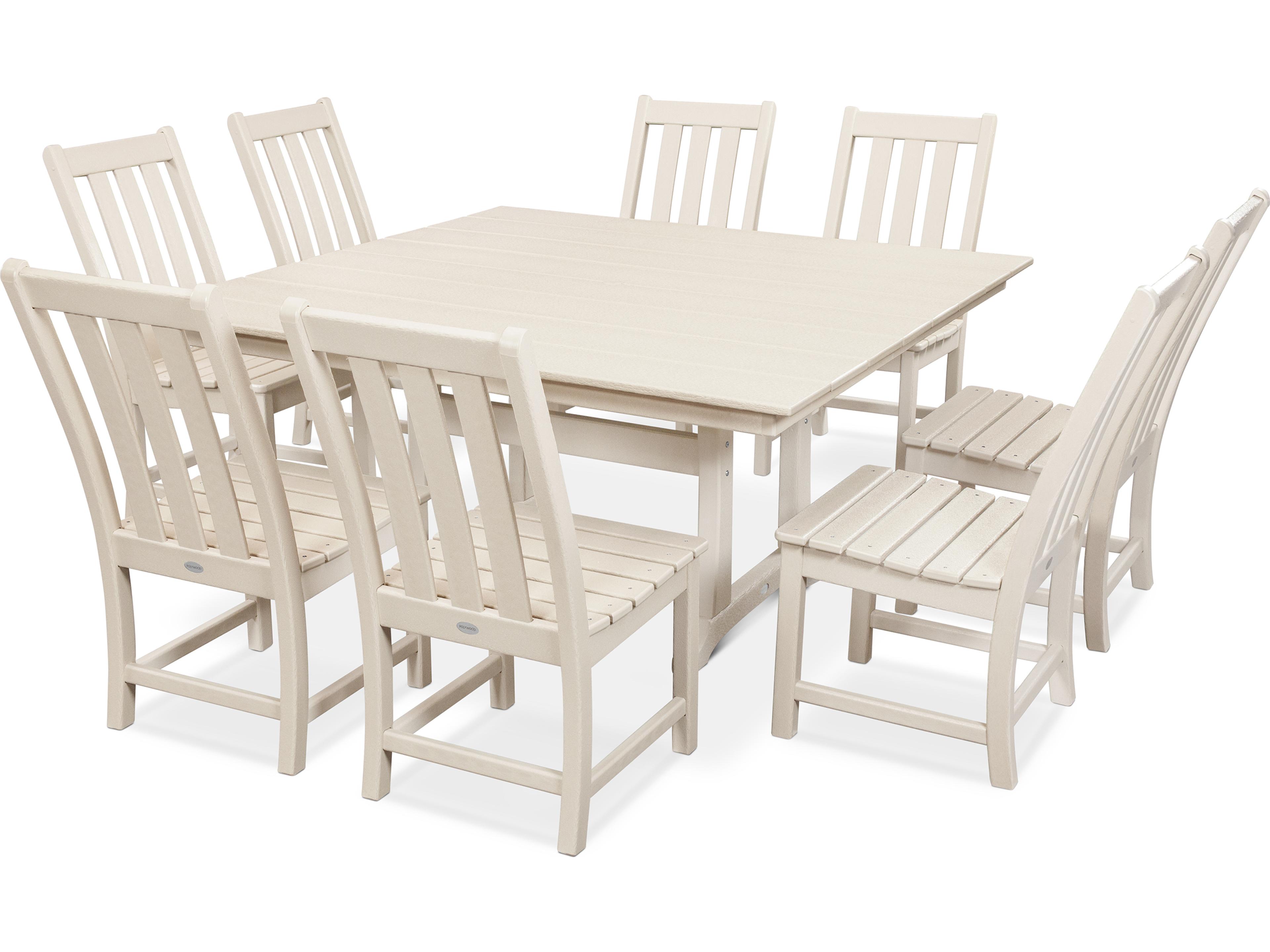 POLYWOOD® Vineyard Recycled Plastic 9 Piece Farmhouse Outdoor Patio Dining Set