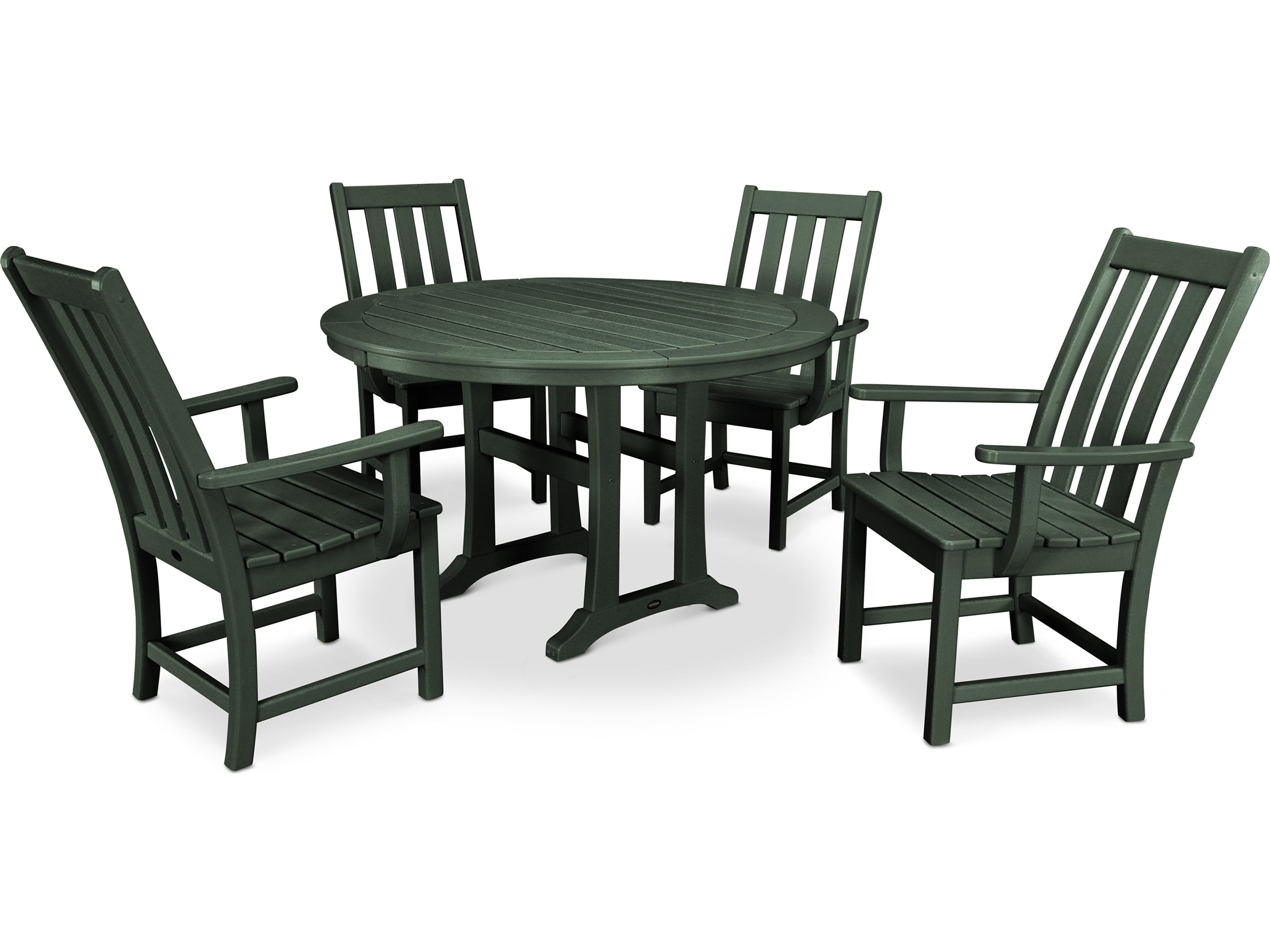 POLYWOOD® Vineyard Recycled Plastic 5 Piece Nautical Trestle Outdoor Patio Dining Set