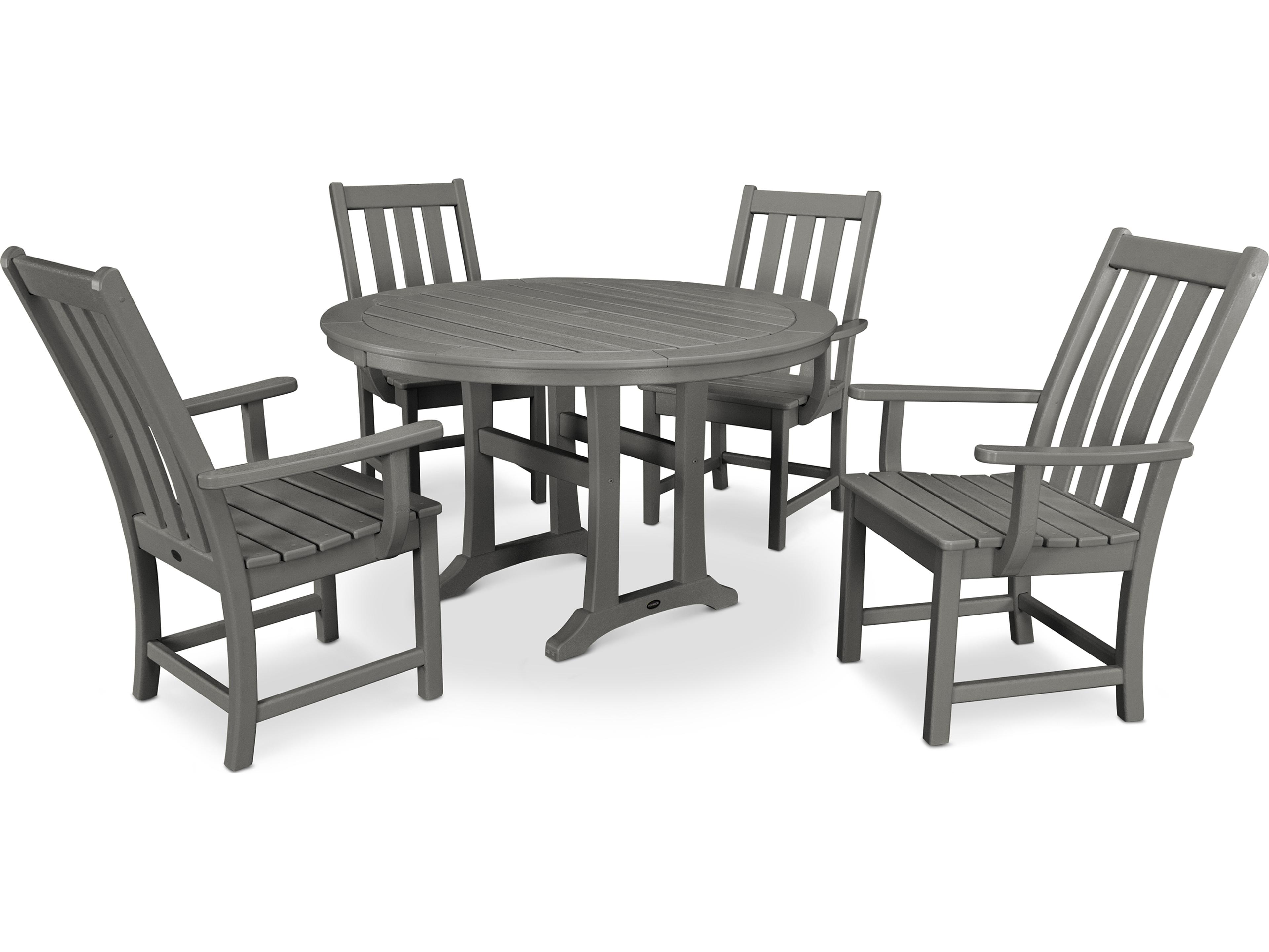 POLYWOOD® Vineyard Recycled Plastic 5 Piece Nautical Trestle Outdoor Patio Dining Set