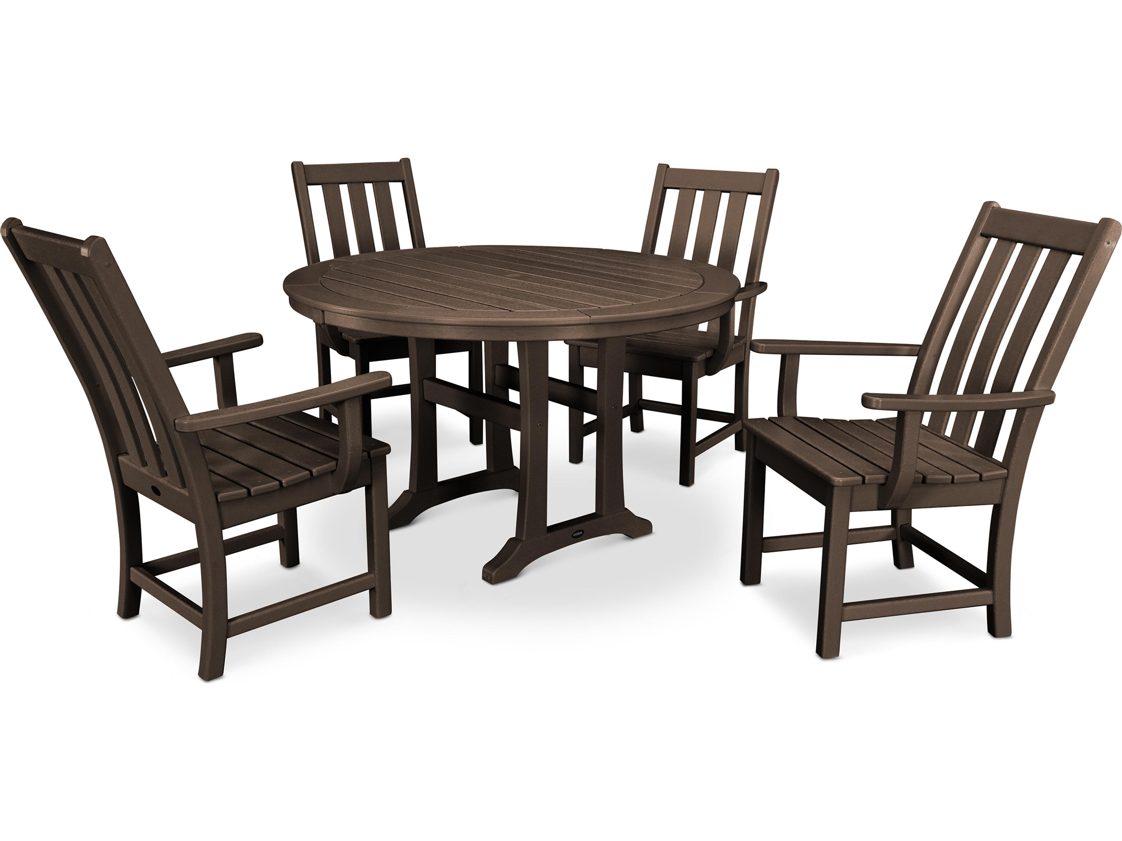 POLYWOOD® Vineyard Recycled Plastic 5 Piece Nautical Trestle Outdoor Patio Dining Set