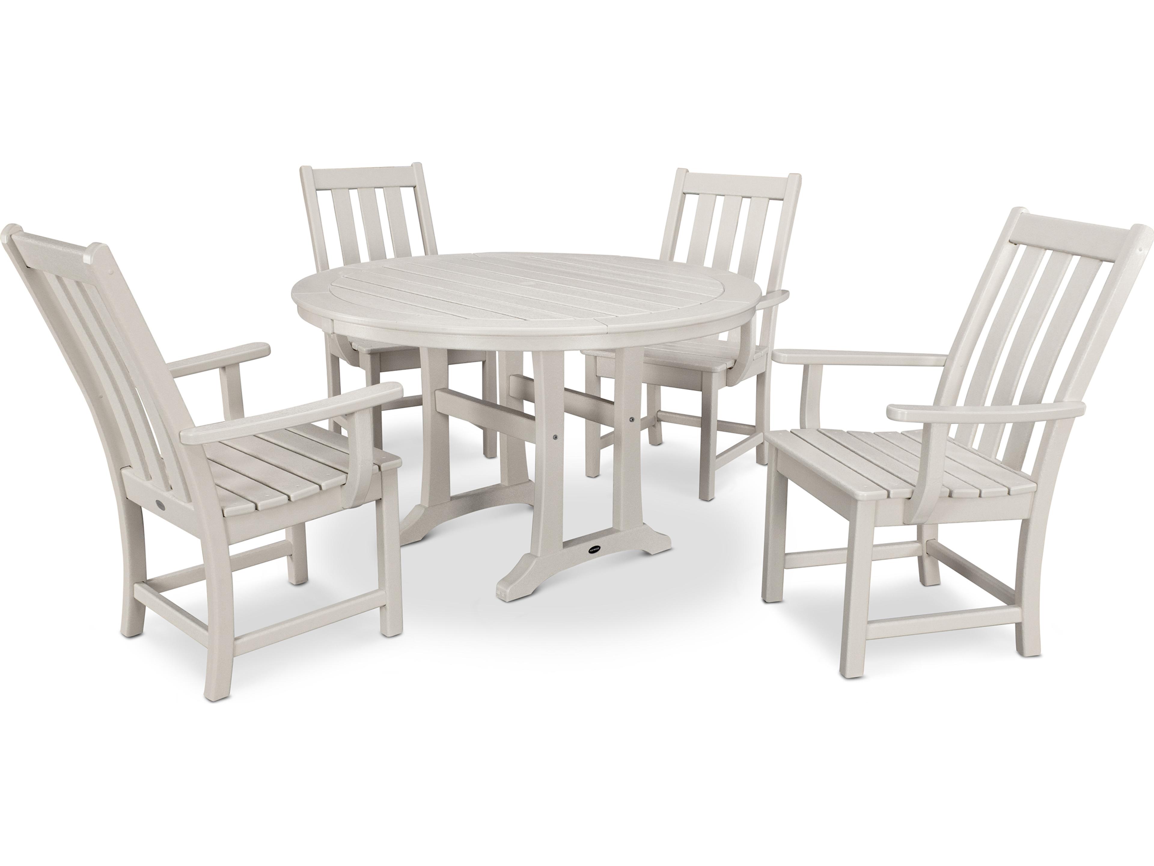POLYWOOD® Vineyard Recycled Plastic 5 Piece Nautical Trestle Outdoor Patio Dining Set