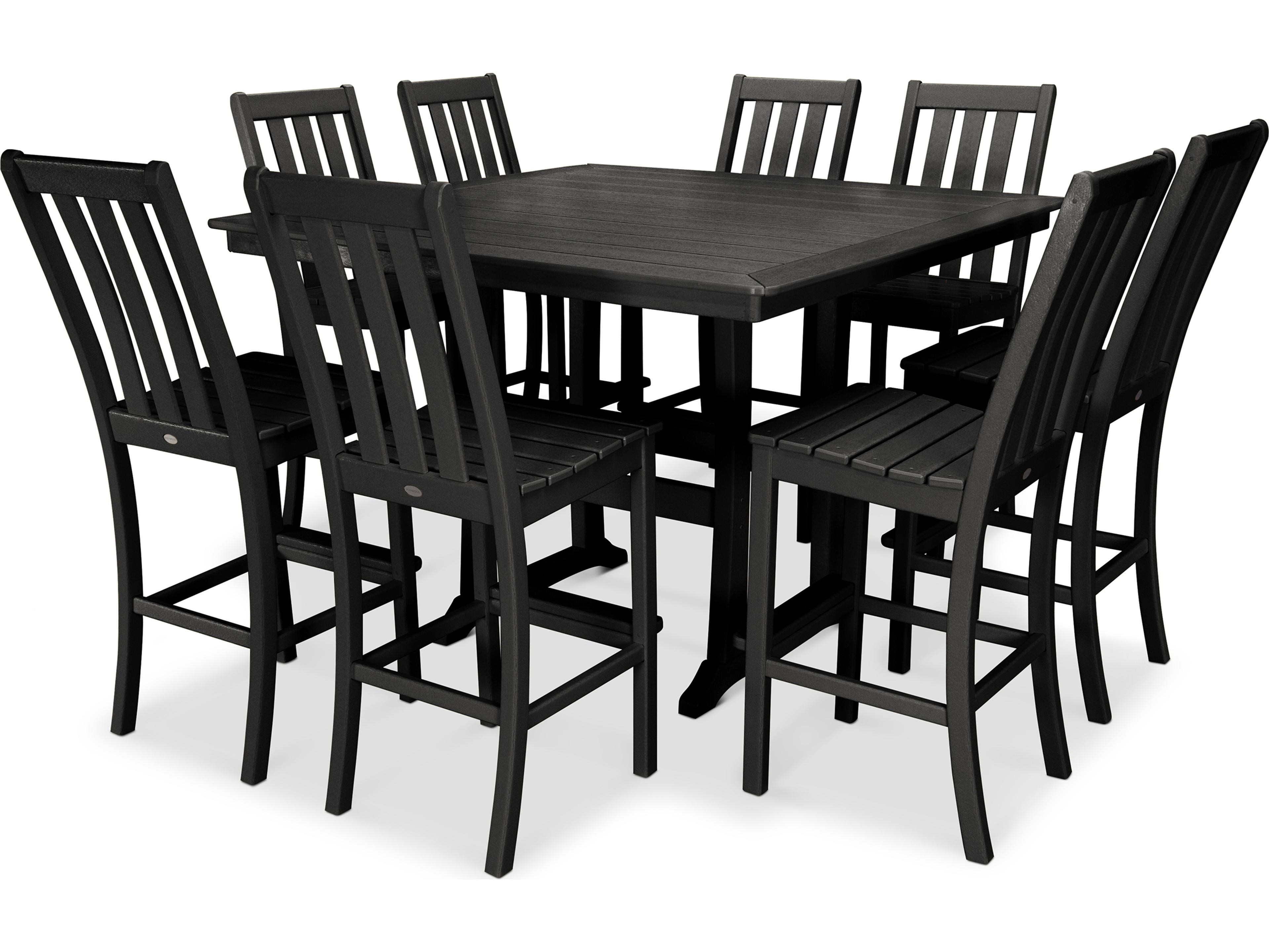 Vineyard Recycled Plastic 9 Piece Nautical Trestle Bar Set