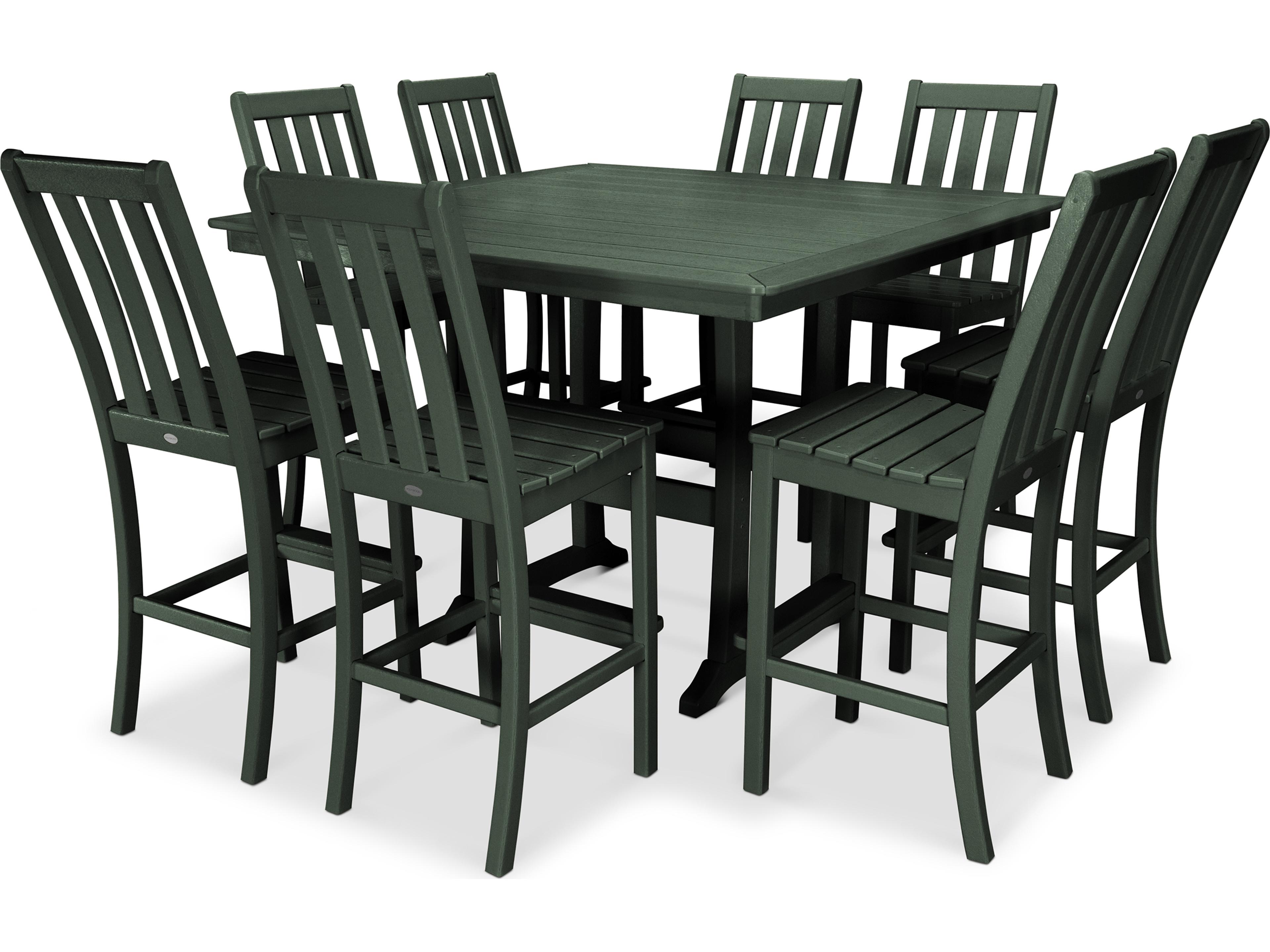 POLYWOOD® Vineyard Recycled Plastic 9 Piece Nautical Trestle Bar Set